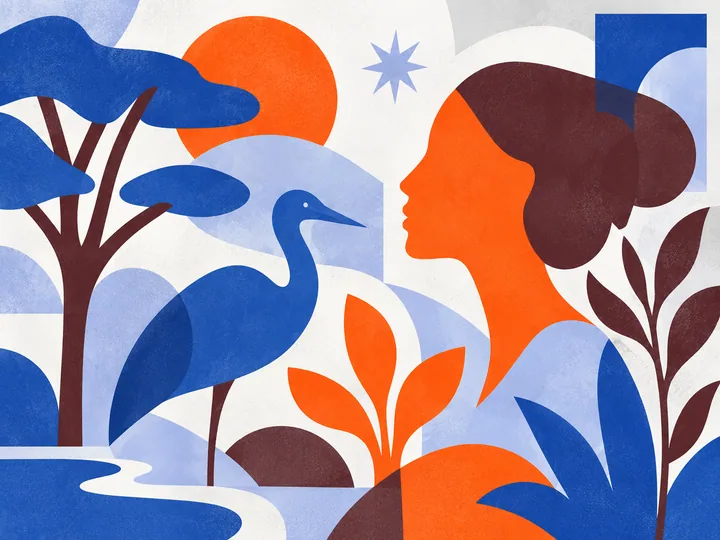 Profile among Blue Leaves