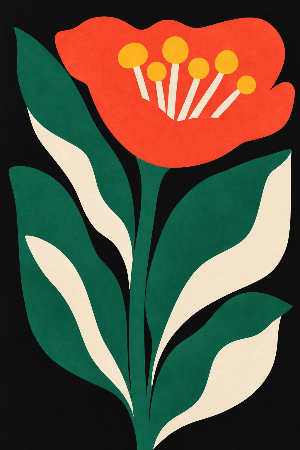 Red Poppy on Deep Green