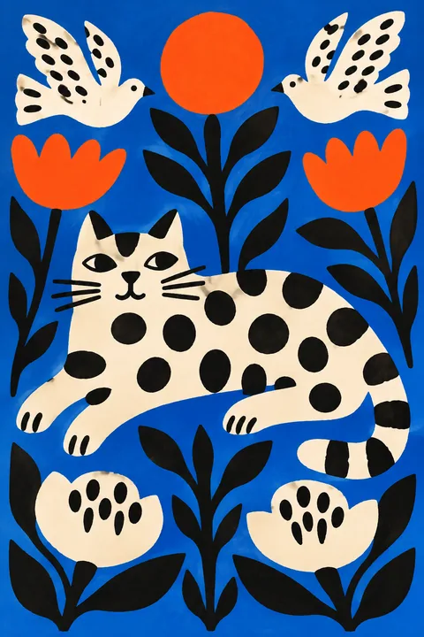 Spotted Cat Beneath the Sun