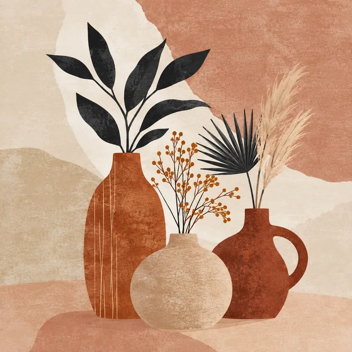 Three Vases with Gathered Stems