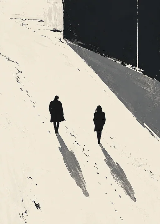Two Figures in Long Shadows