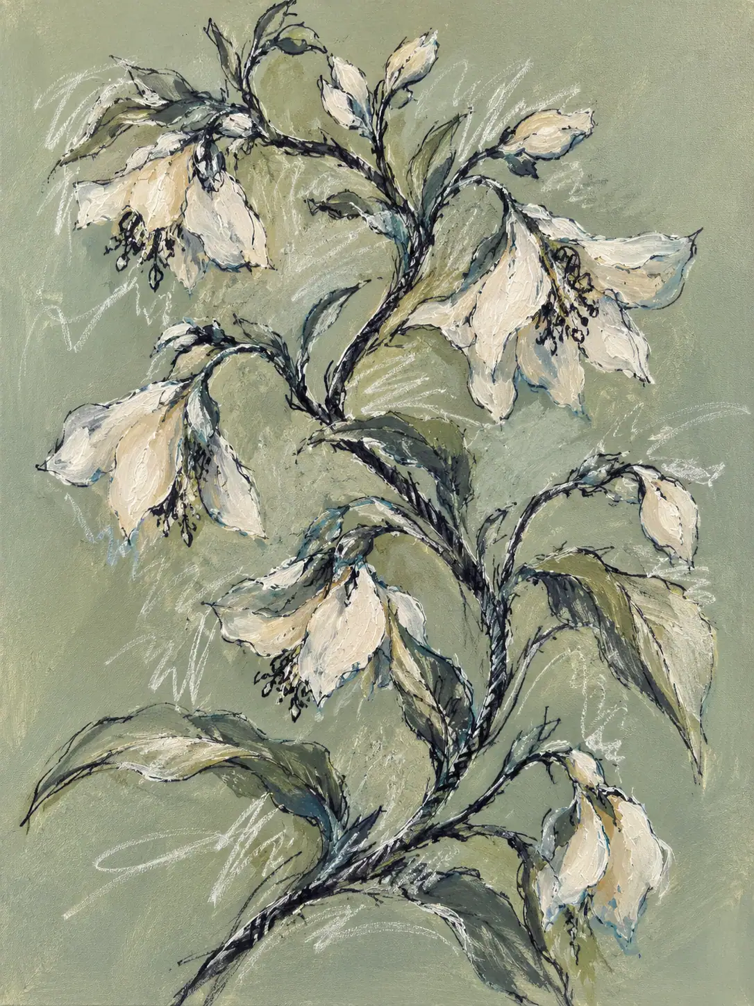 White Blossoms on Sage
