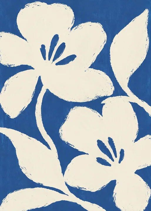 White Flower on Indigo