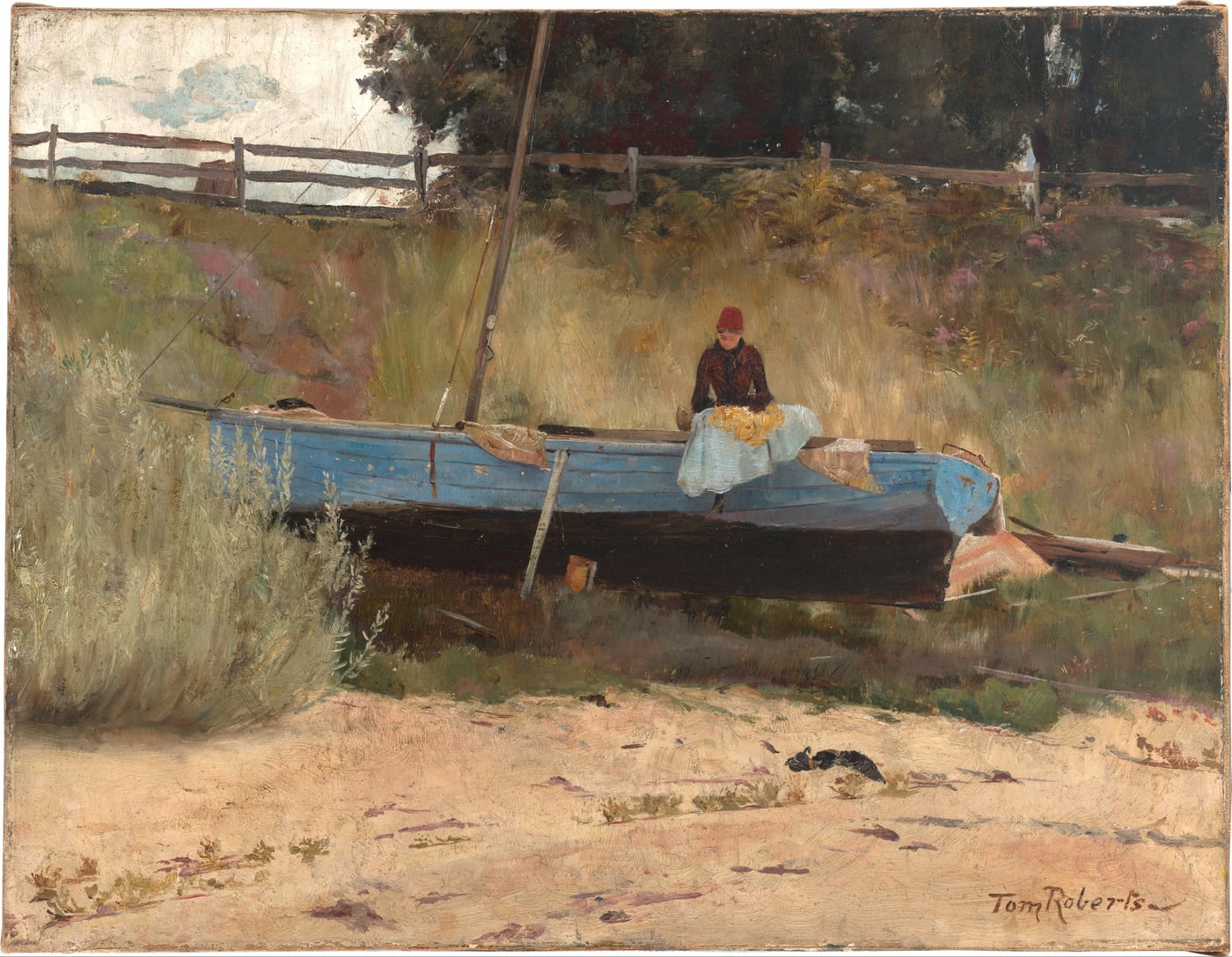 Boat on beach, Queenscliff by Tom Roberts, c.1887 — digital art print download