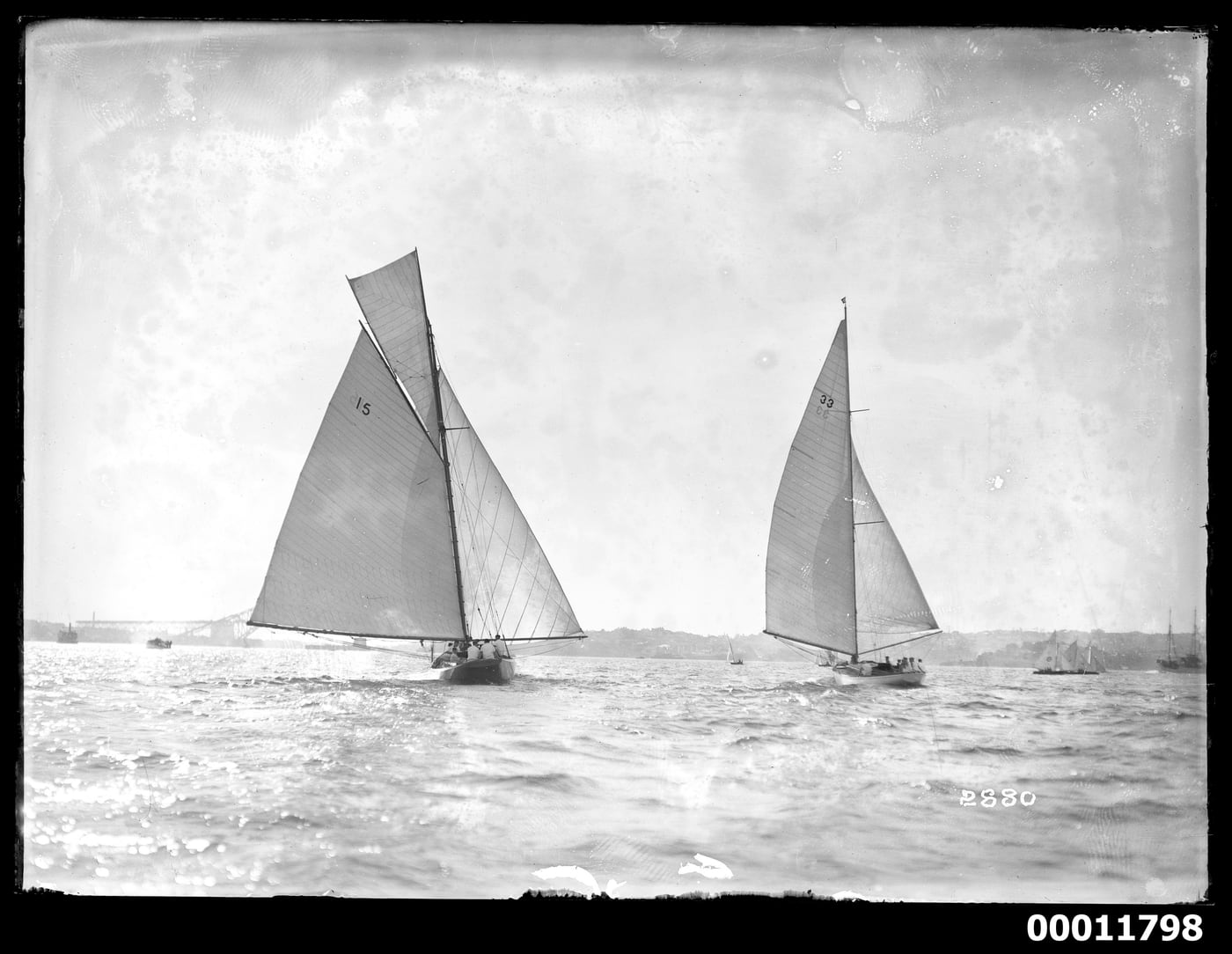 Yachts sailing on Sydney Harbour by William J. Hall collection, 1929 — digital art print download