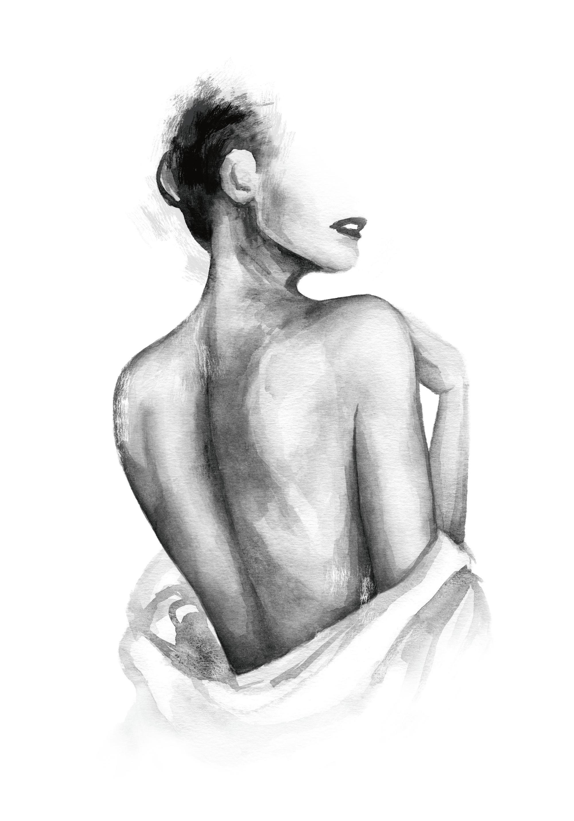 Almost Nude Watercolor Print