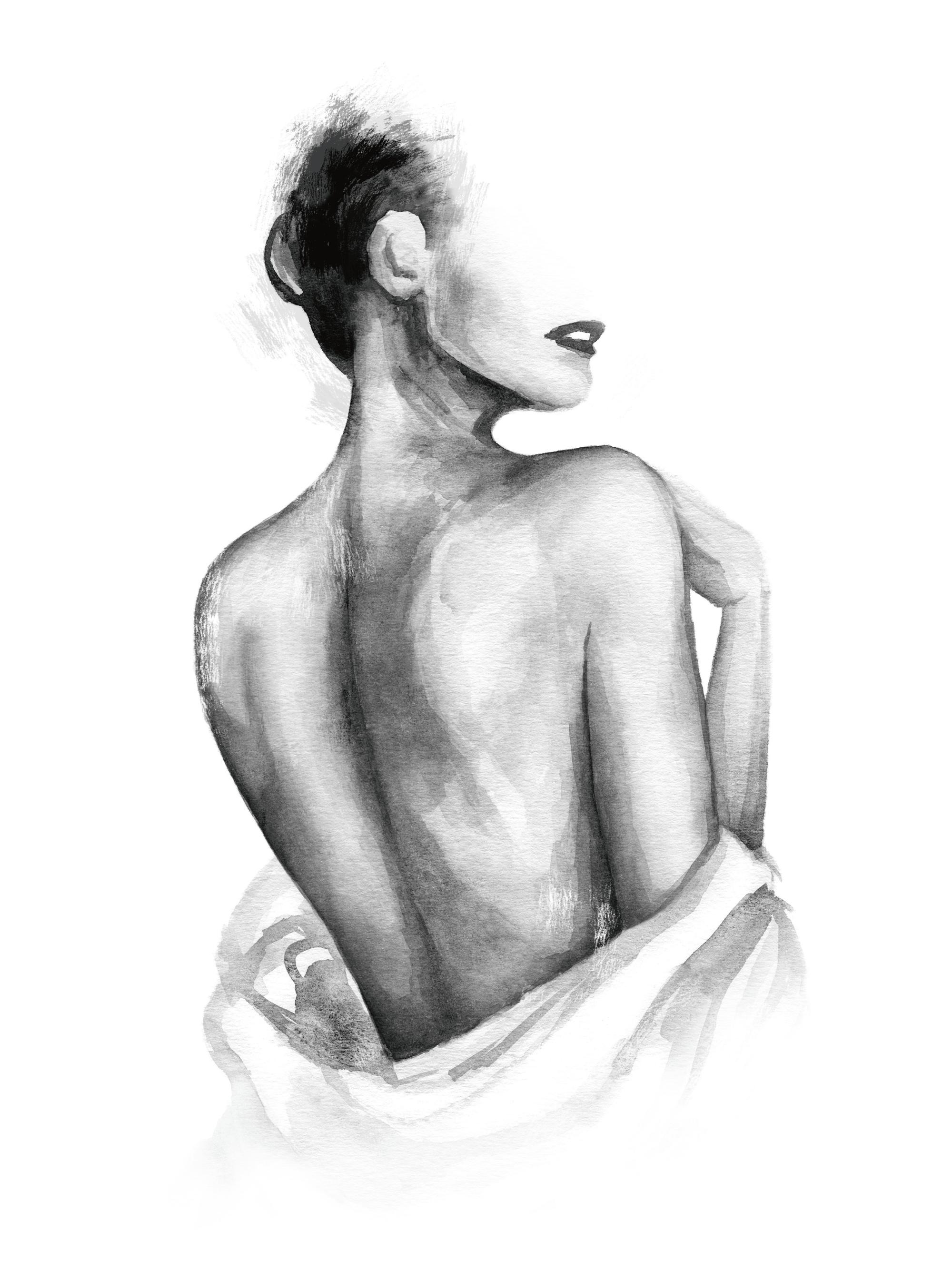 Almost Nude Watercolor Print