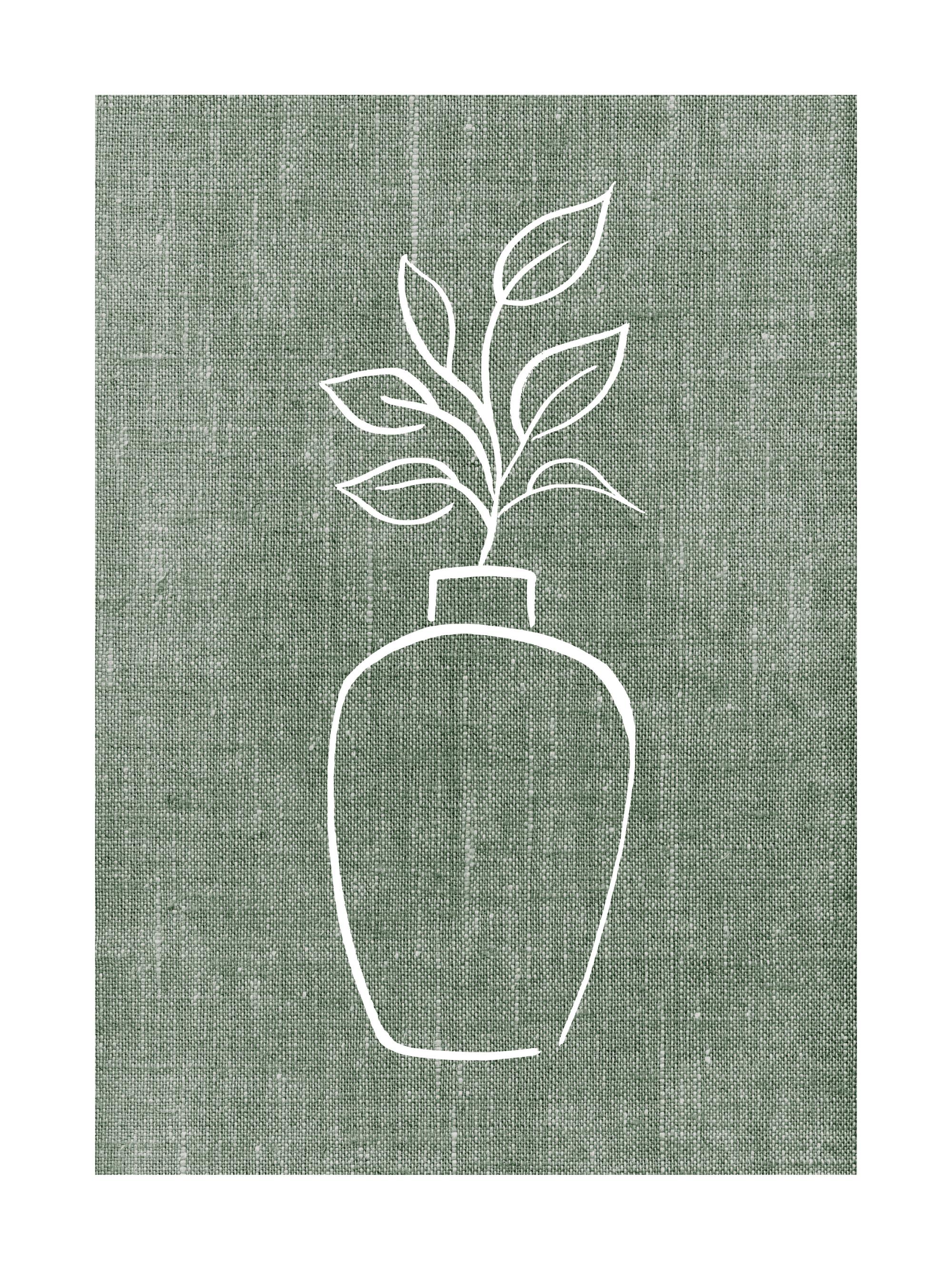Green Linen Vase Print