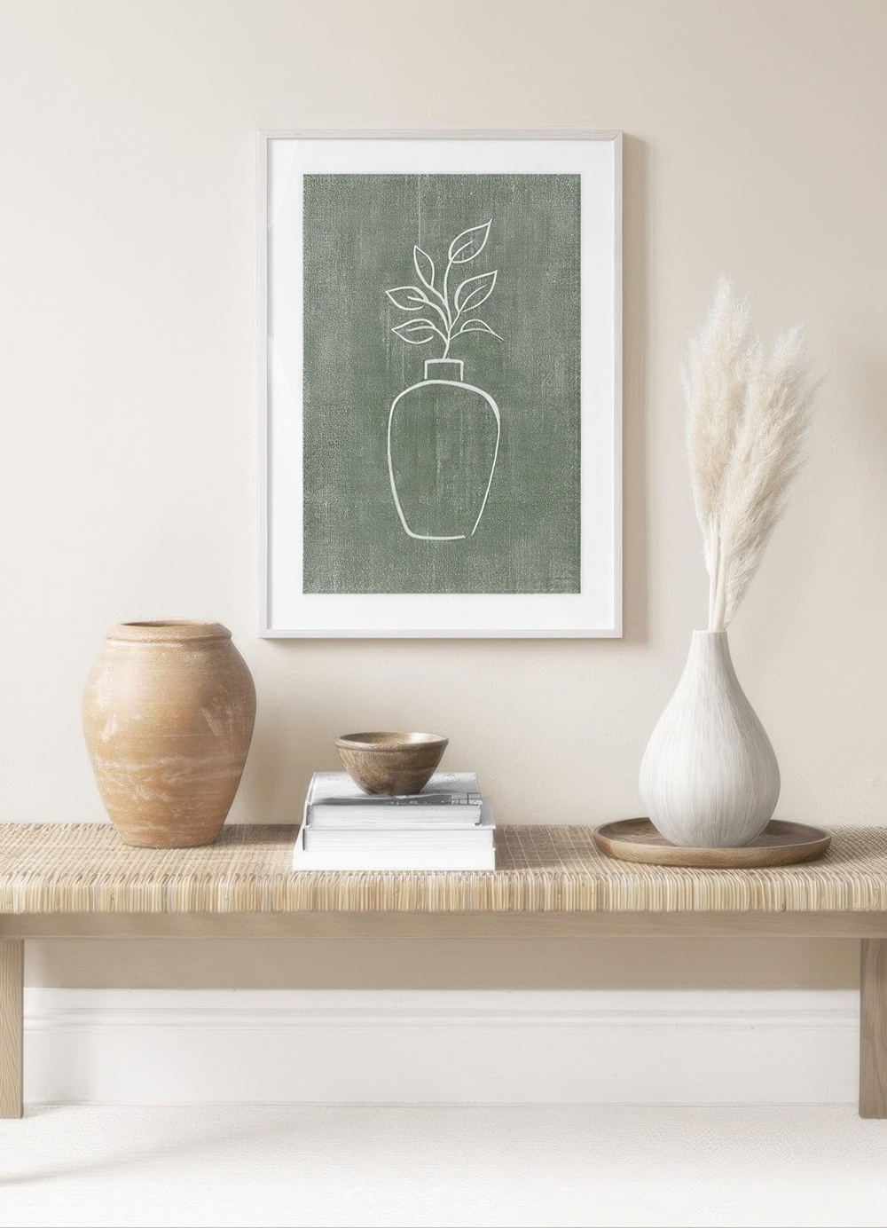 Green Linen Vase Print