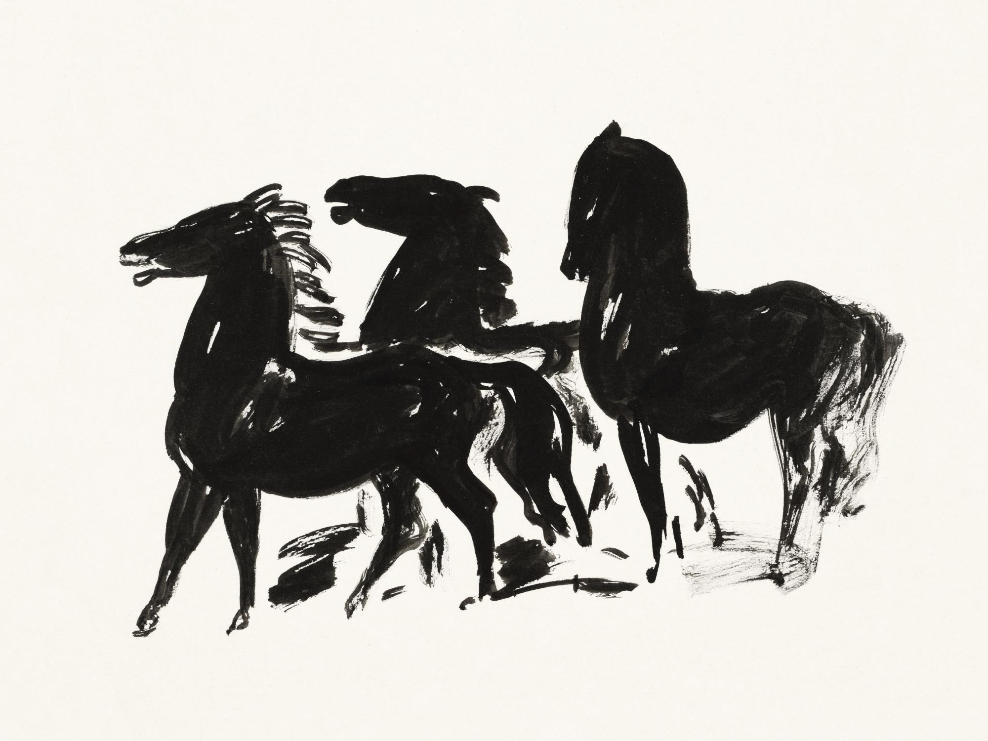 Leo Gestel - Three Black Horses Print