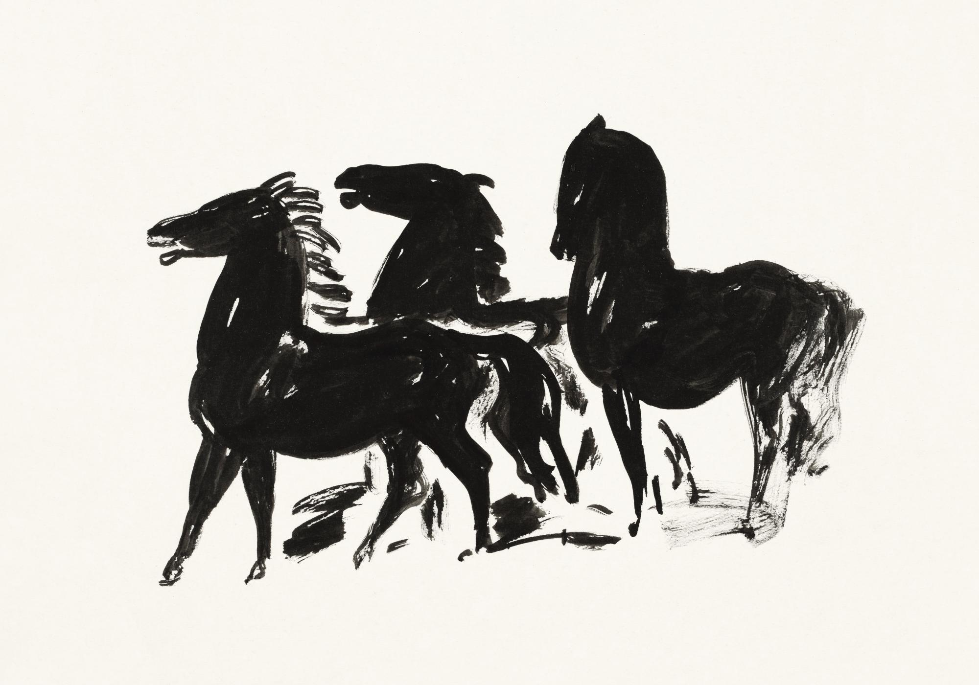 Leo Gestel - Three Black Horses Print
