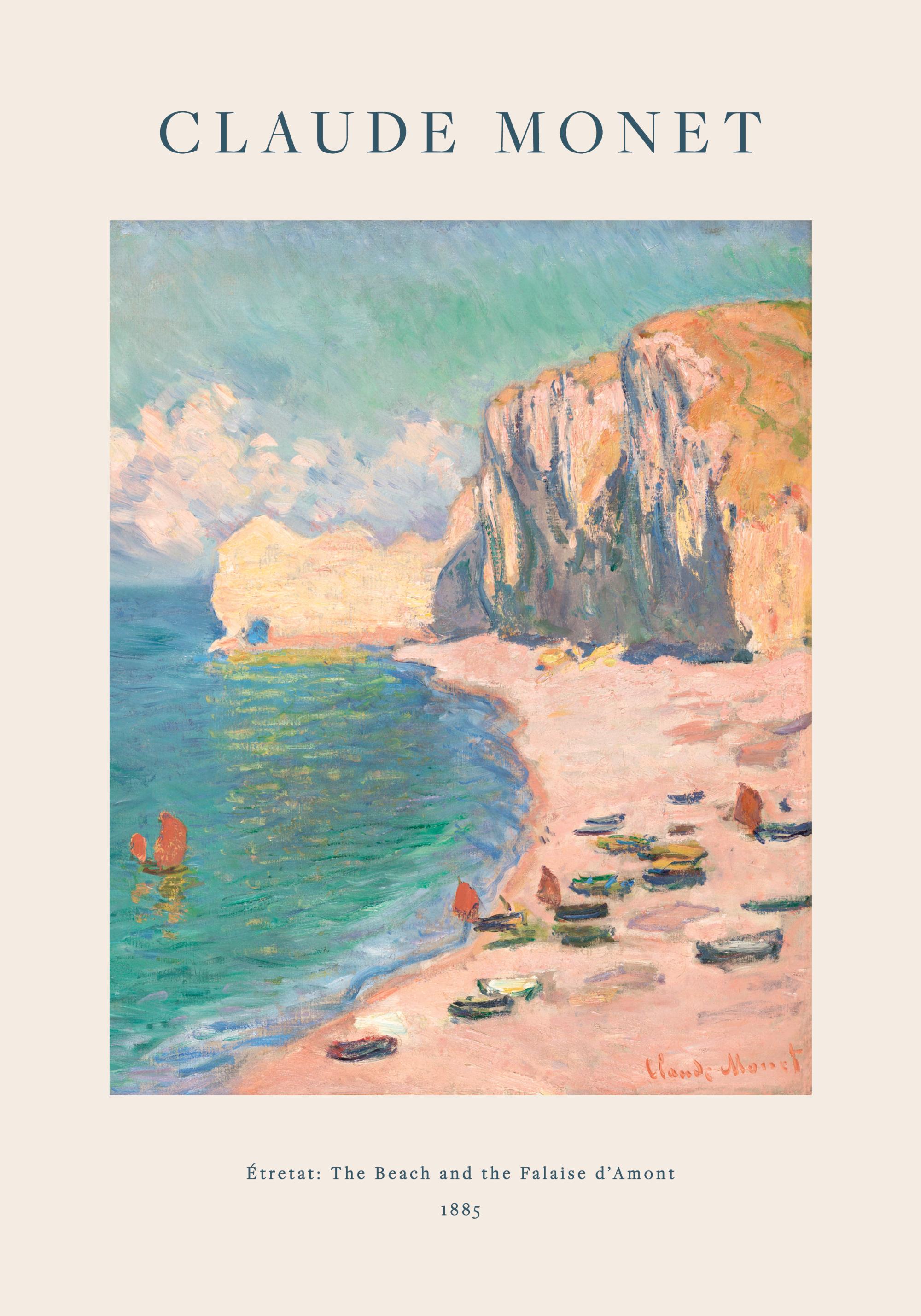 Monet - Étretat- The Beach and the Falaise d'Amont Print