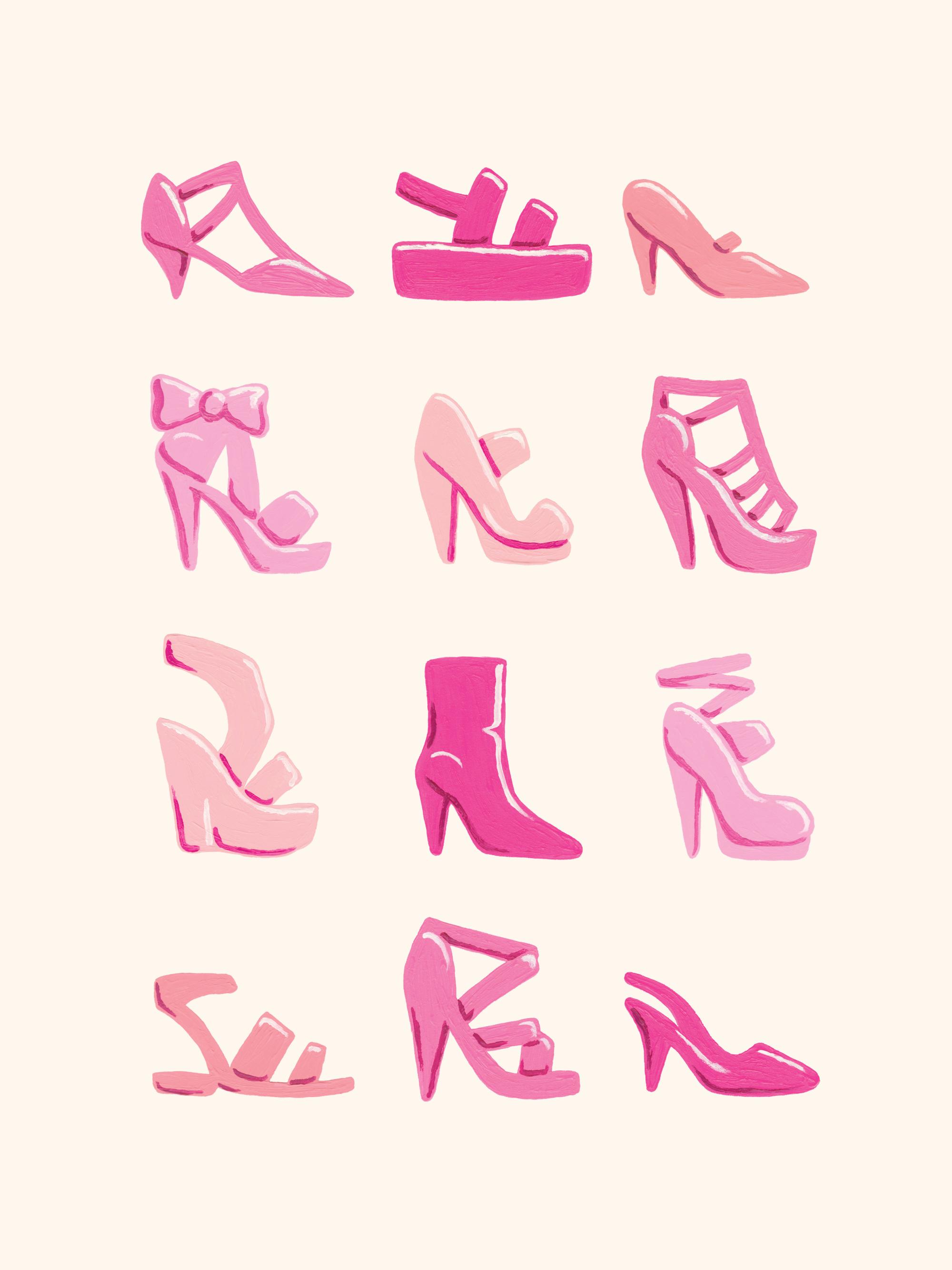 Pink Shoe Collection Print