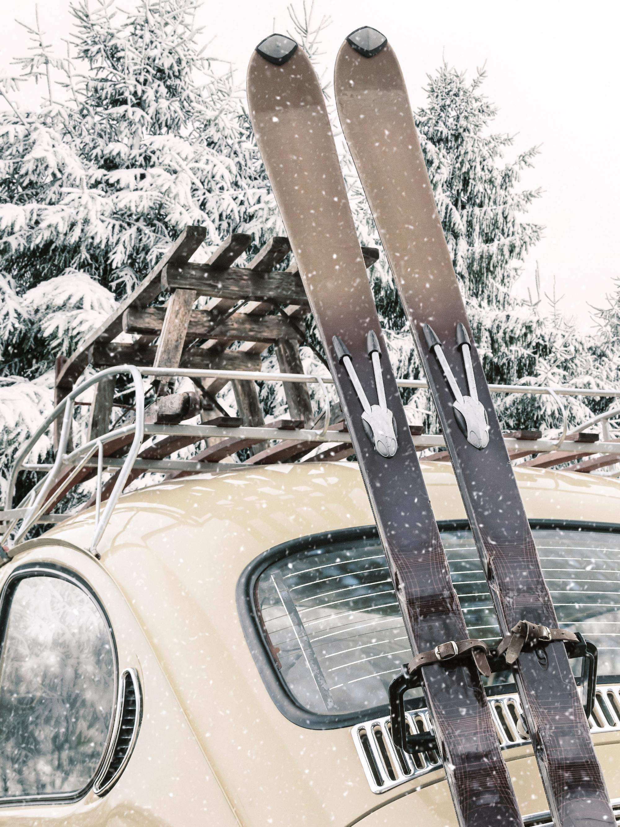 Skis and Snowfall Print