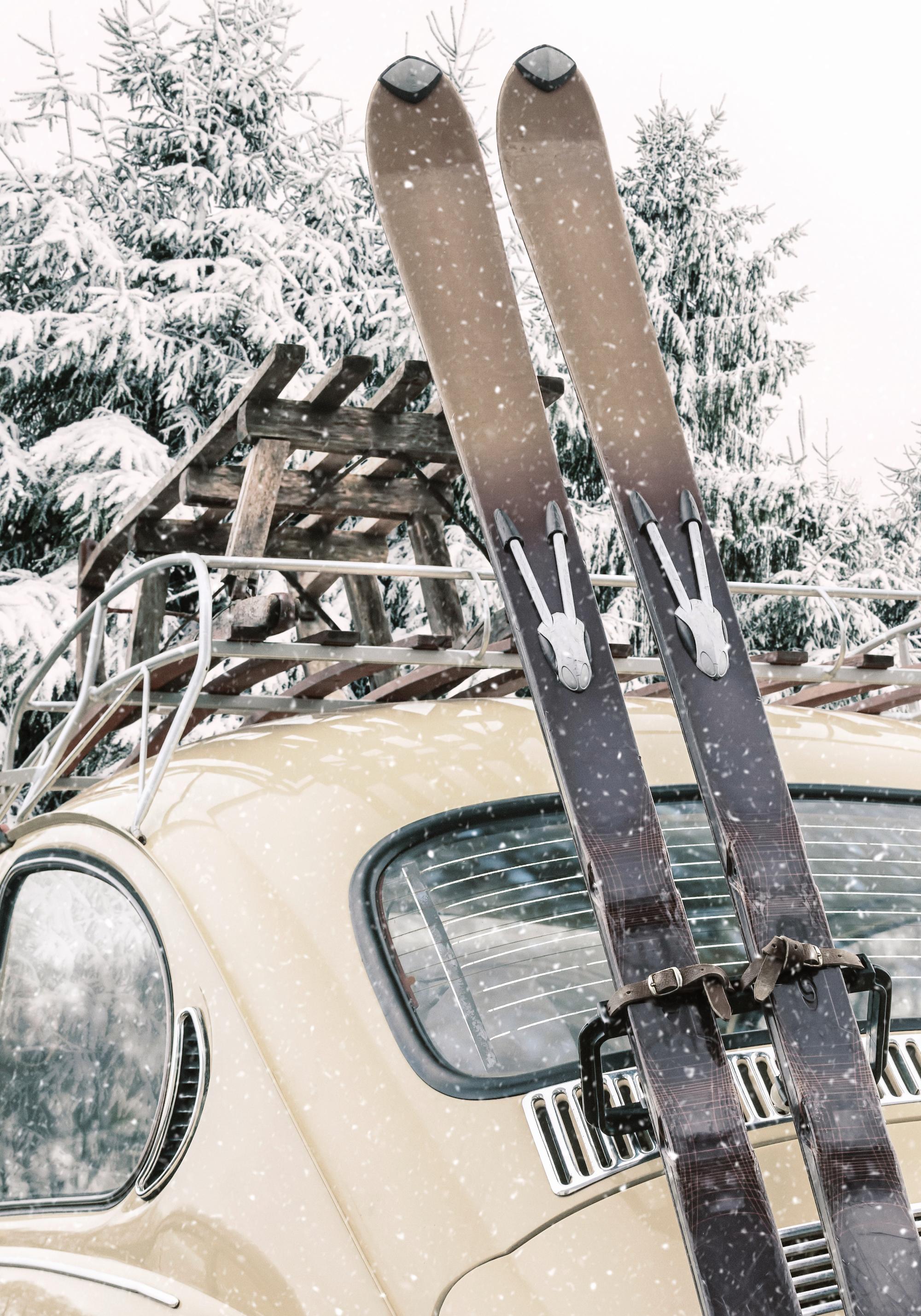 Skis and Snowfall Print