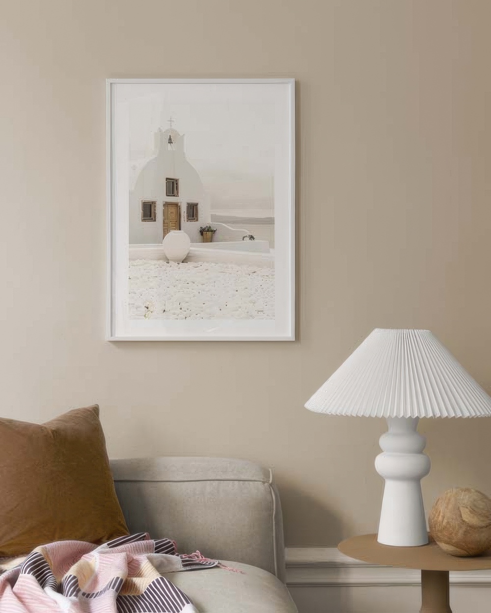 White Church Santorini Print