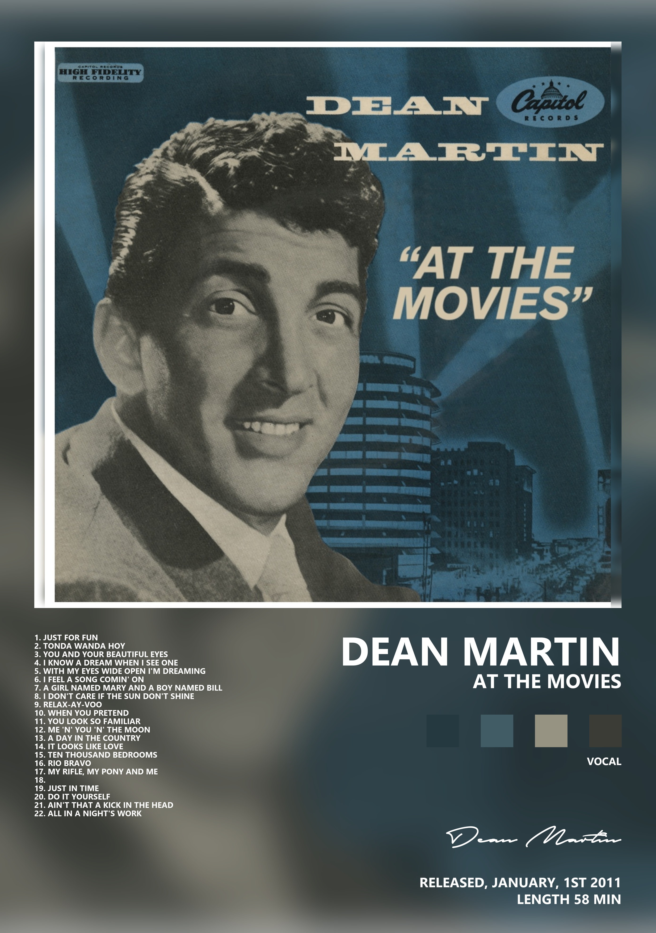 Музыкальный постер: Dean Martin — At the Movies