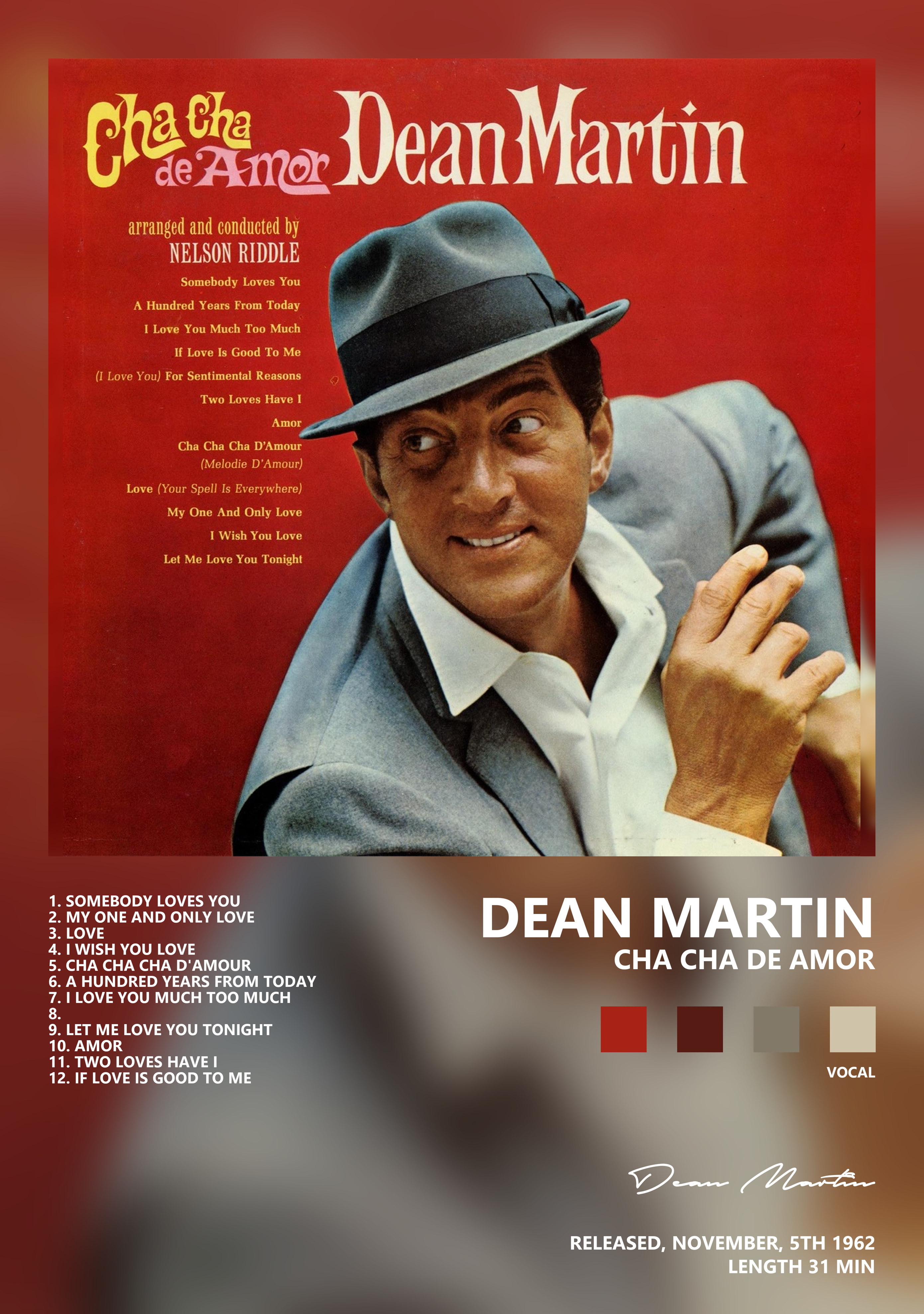 Музыкальный постер: Dean Martin — Cha Cha de Amor