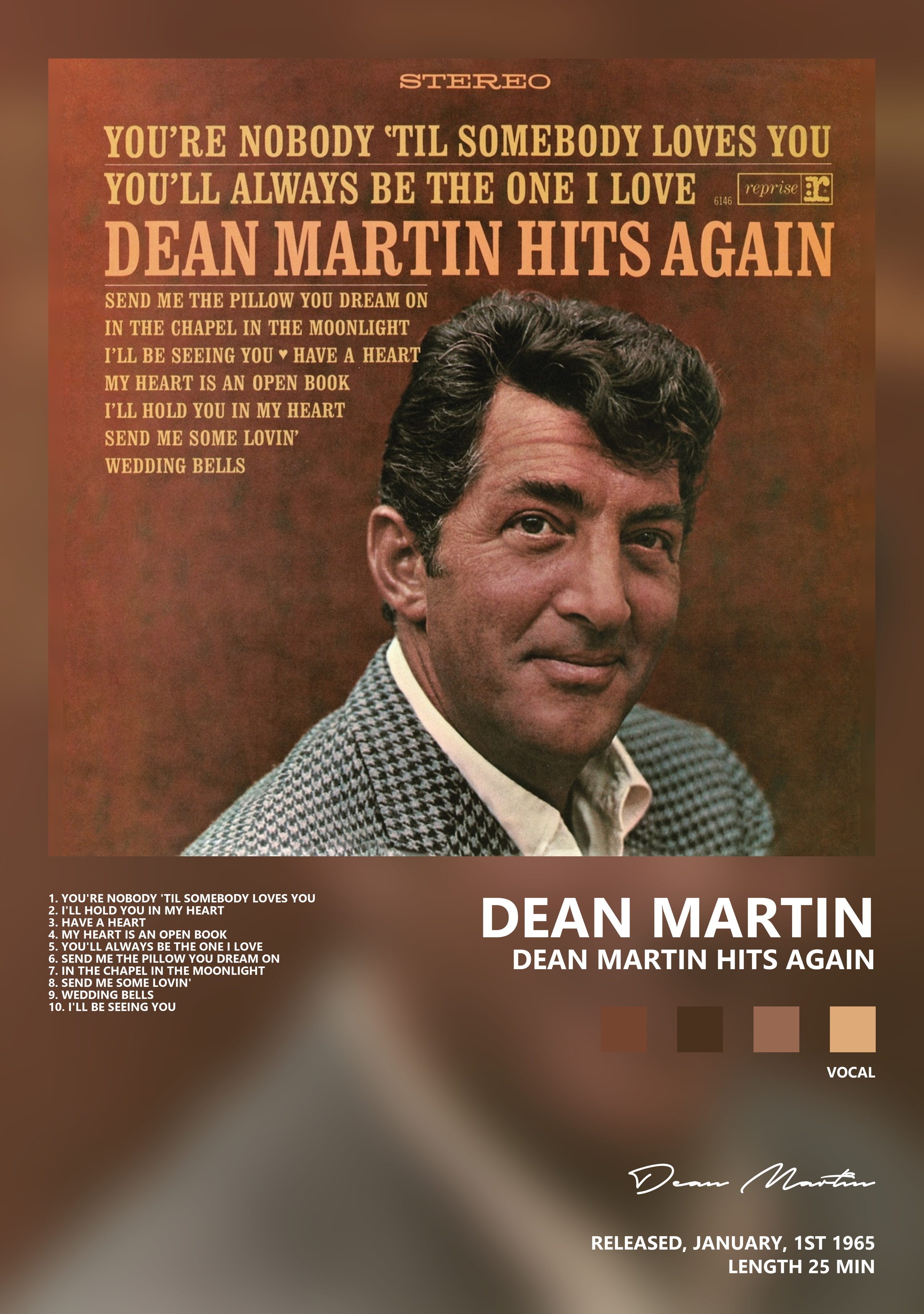Музыкальный постер: Dean Martin — Dean Martin Hits Again