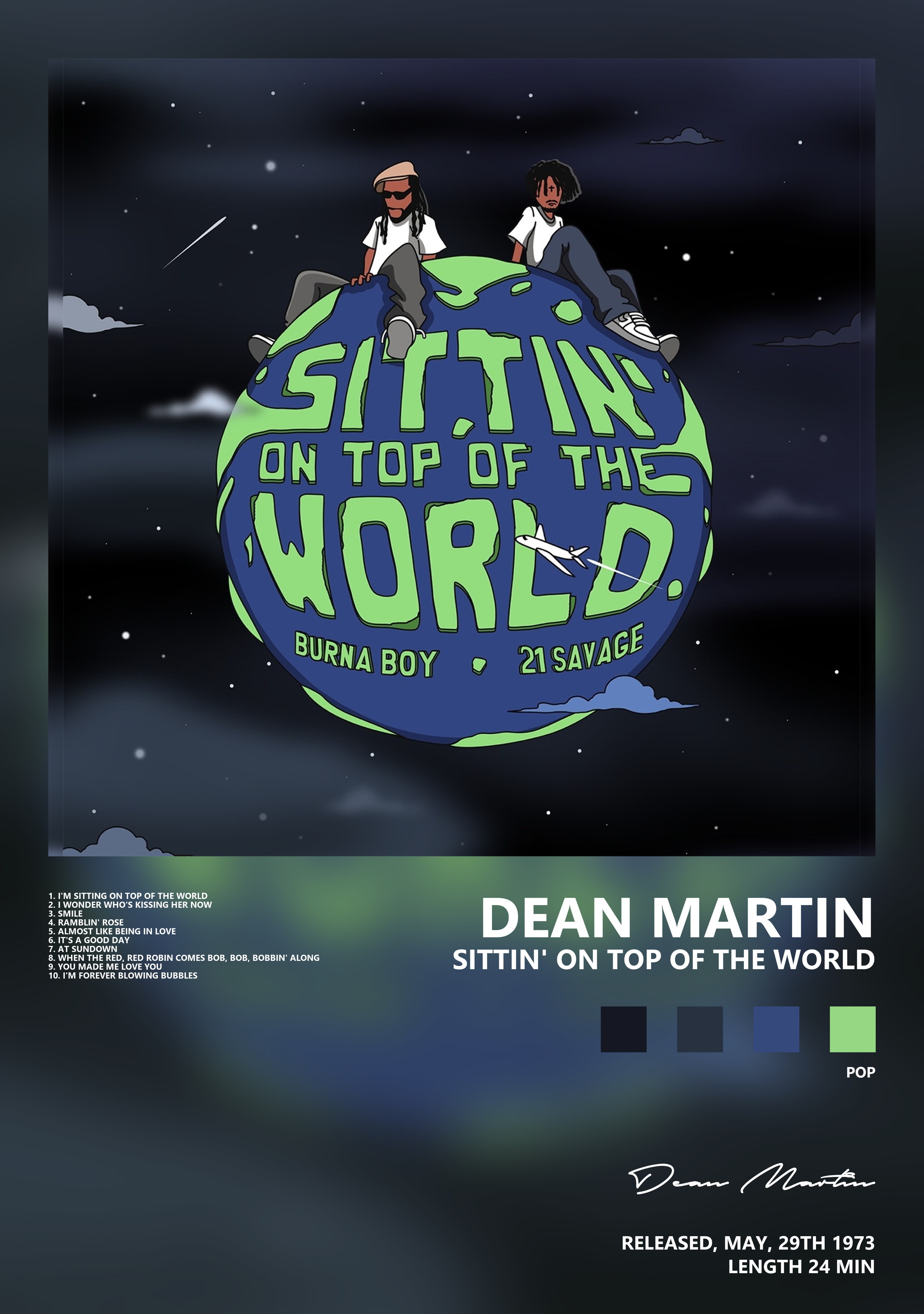 Музыкальный постер: Dean Martin — Sittin On Top of the World