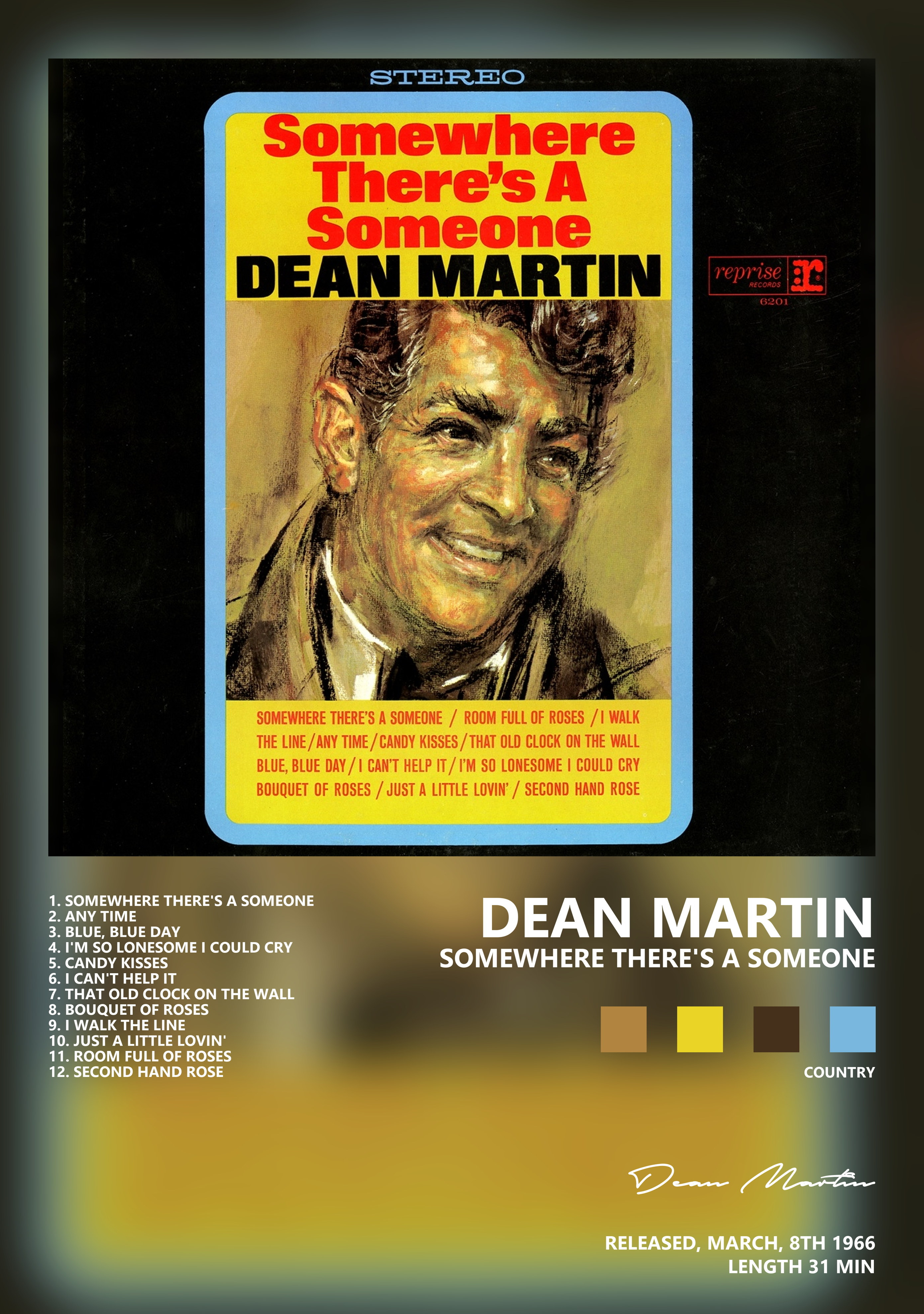 Музыкальный постер: Dean Martin — Somewhere Theres a Someone