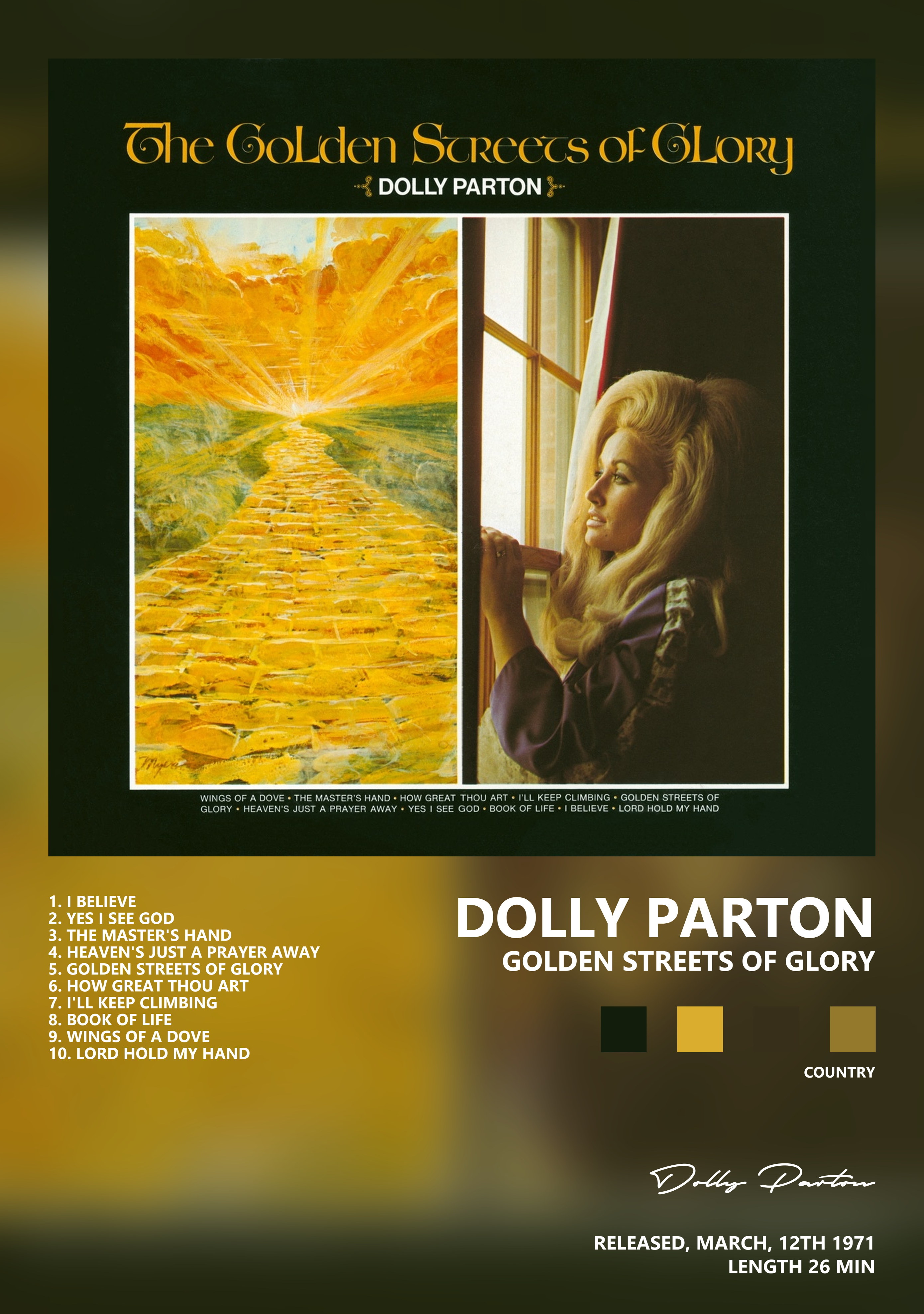 Музыкальный постер: Dolly Parton — Golden Streets of Glory