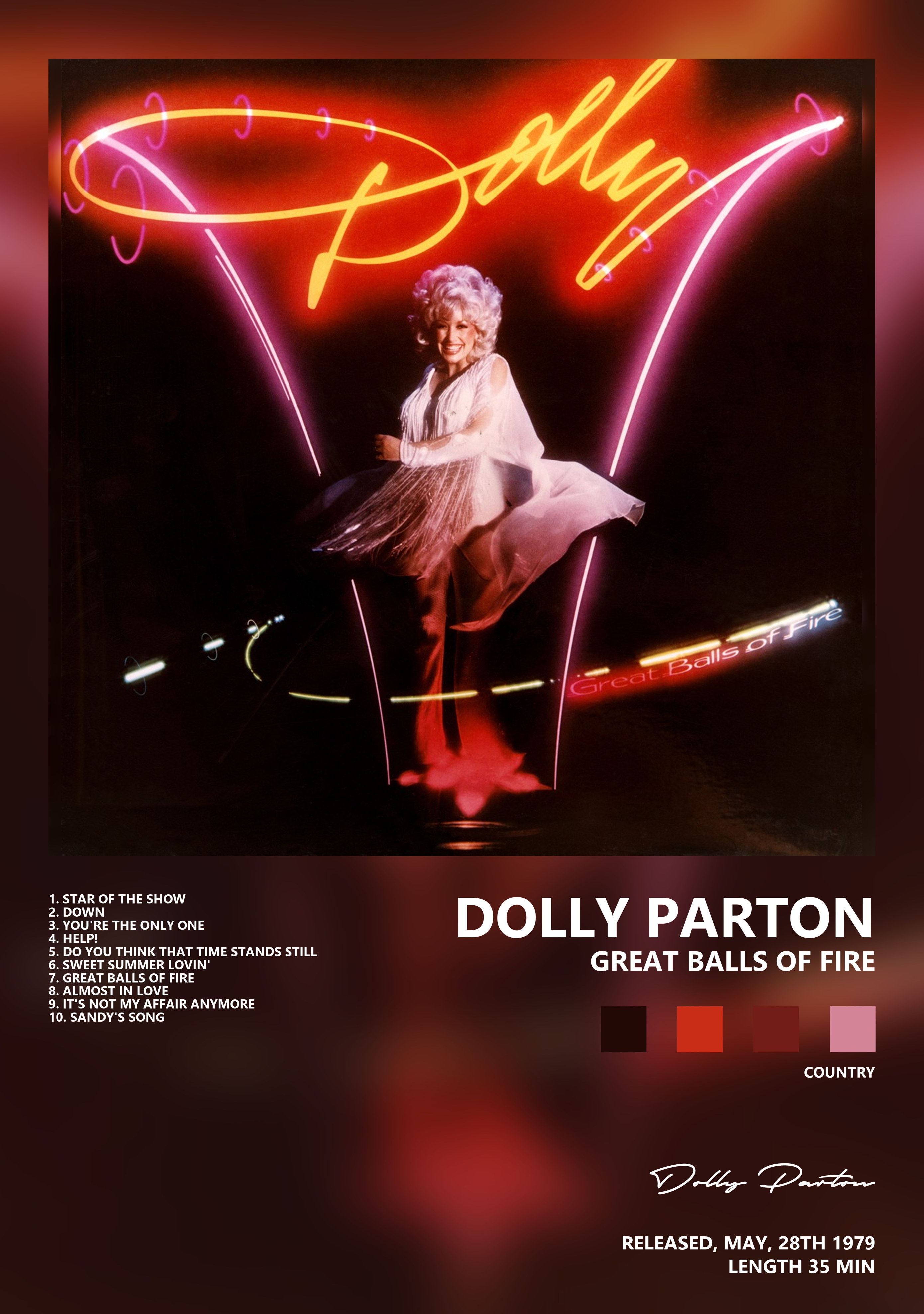 Музыкальный постер: Dolly Parton — Great Balls of Fire