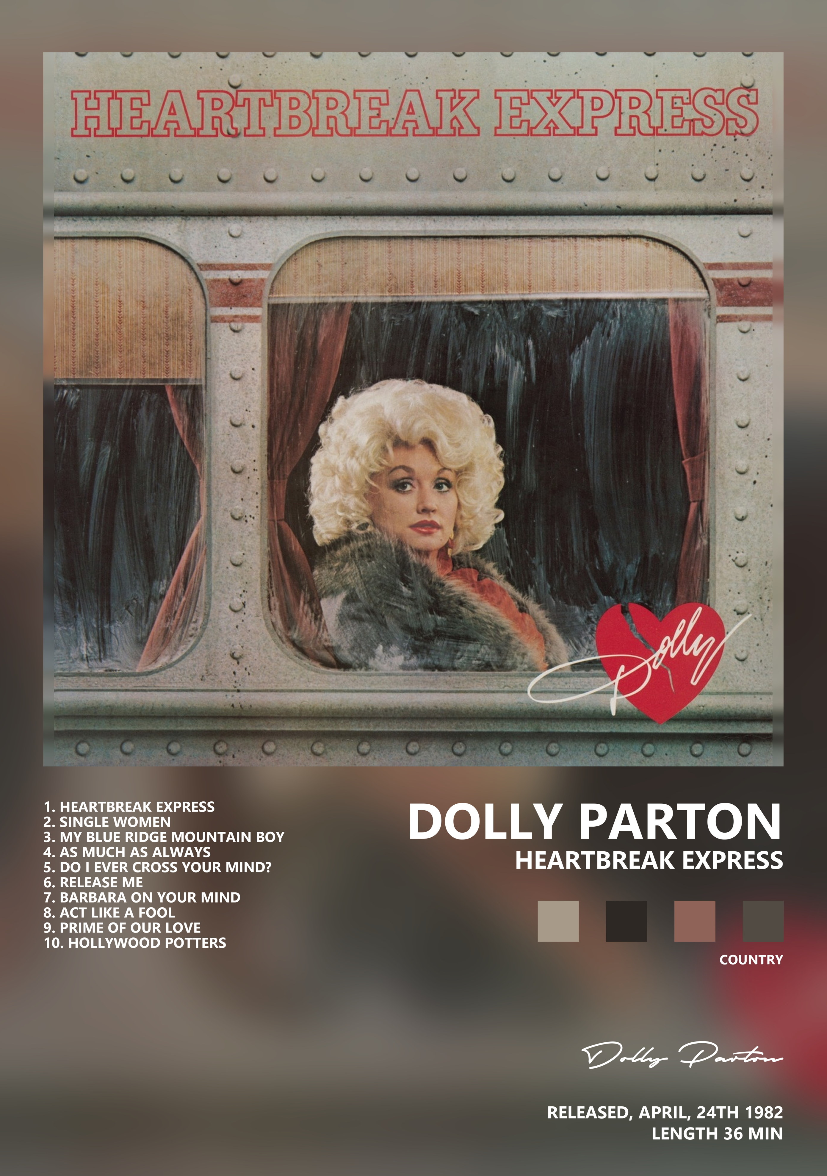 Музыкальный постер: Dolly Parton — Heartbreak Express