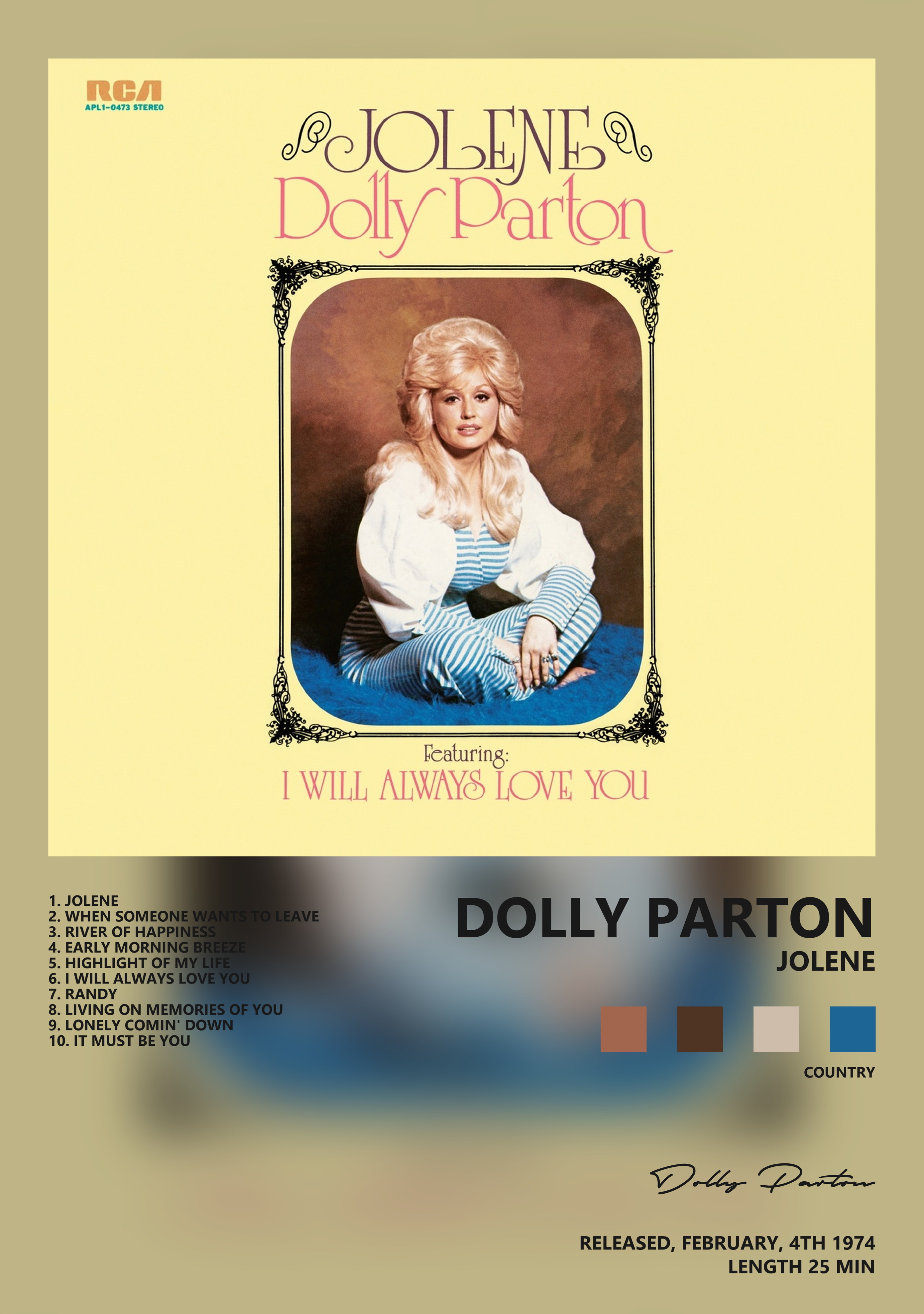 Музыкальный постер: Dolly Parton — Jolene