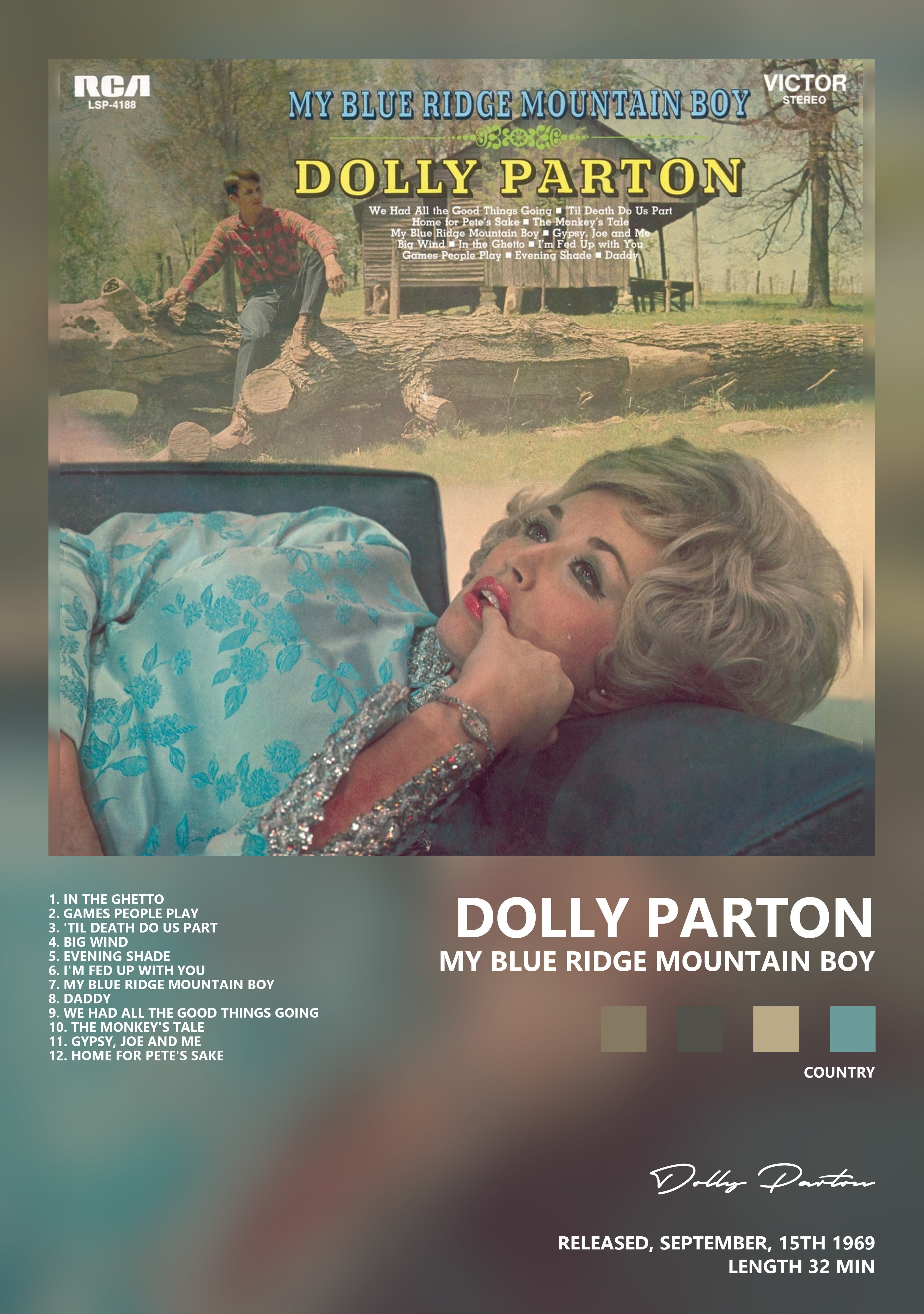 Музыкальный постер: Dolly Parton — My Blue Ridge Mountain Boy