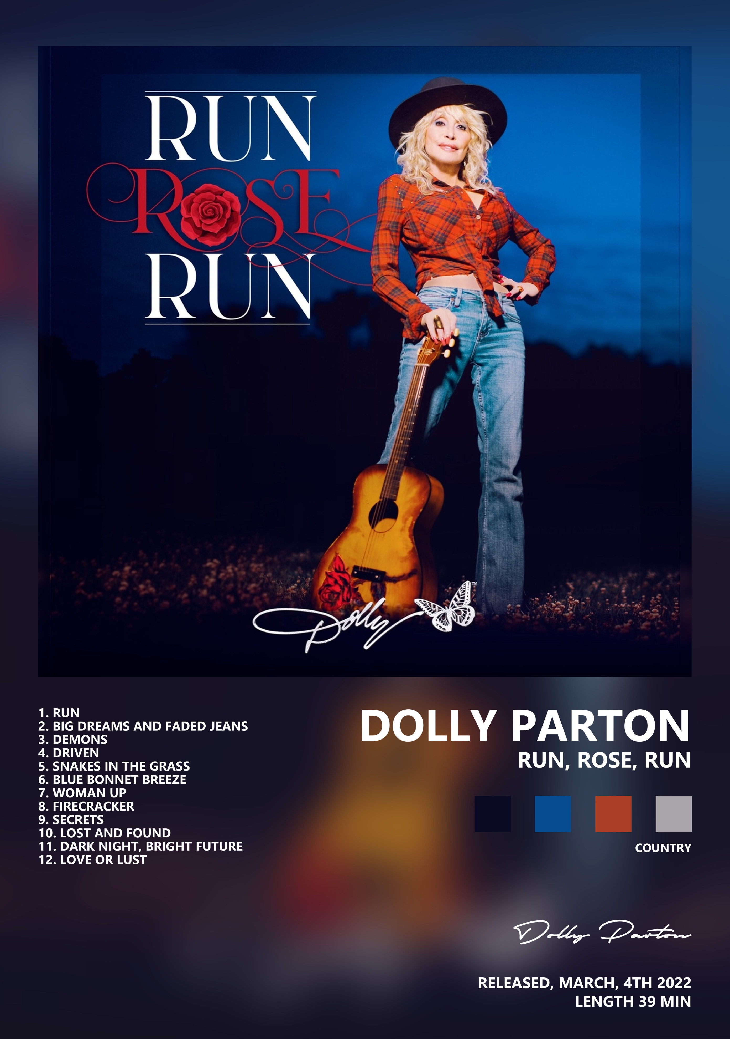 Музыкальный постер: Dolly Parton — Run Rose Run
