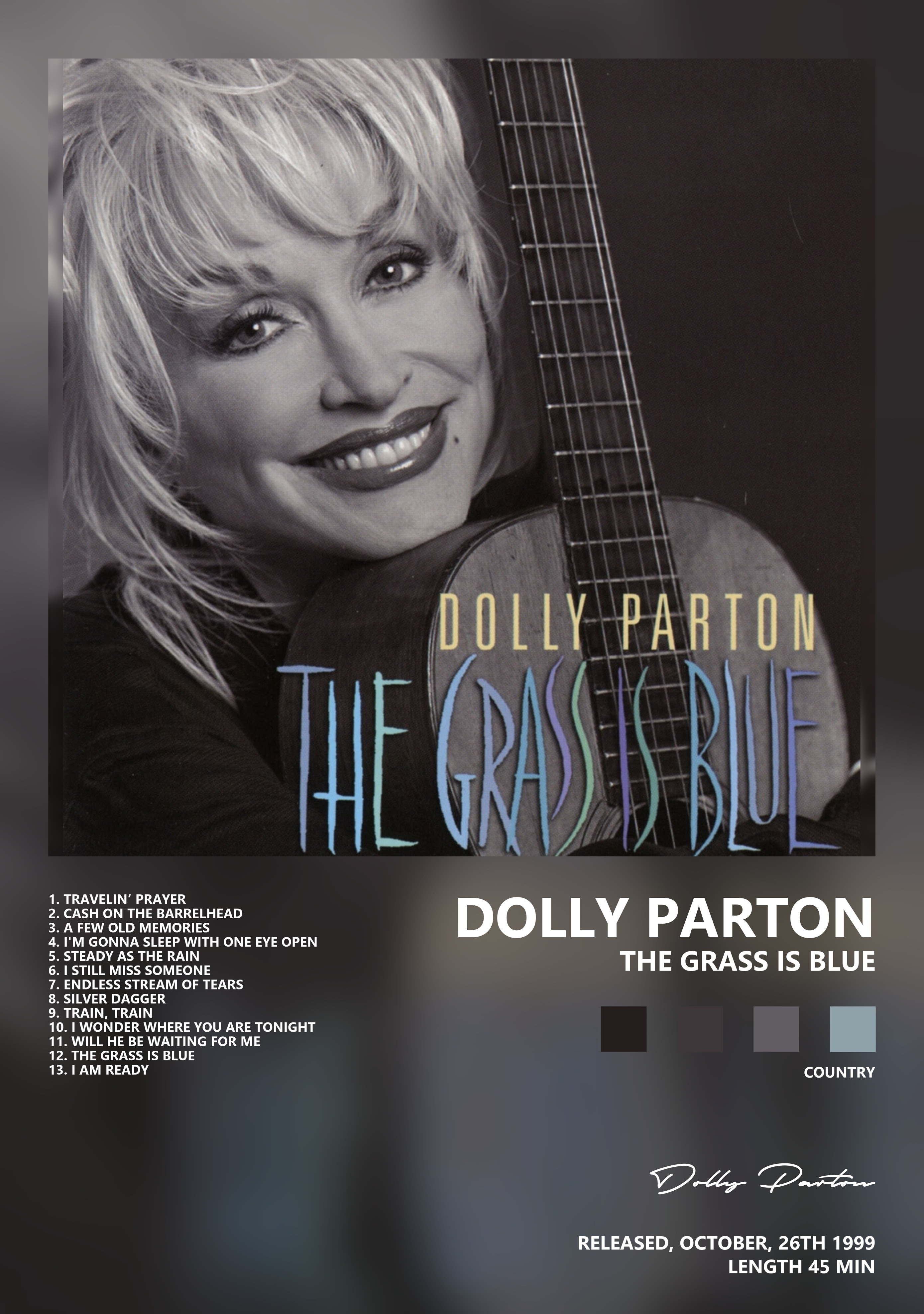 Музыкальный постер: Dolly Parton — The Grass Is Blue