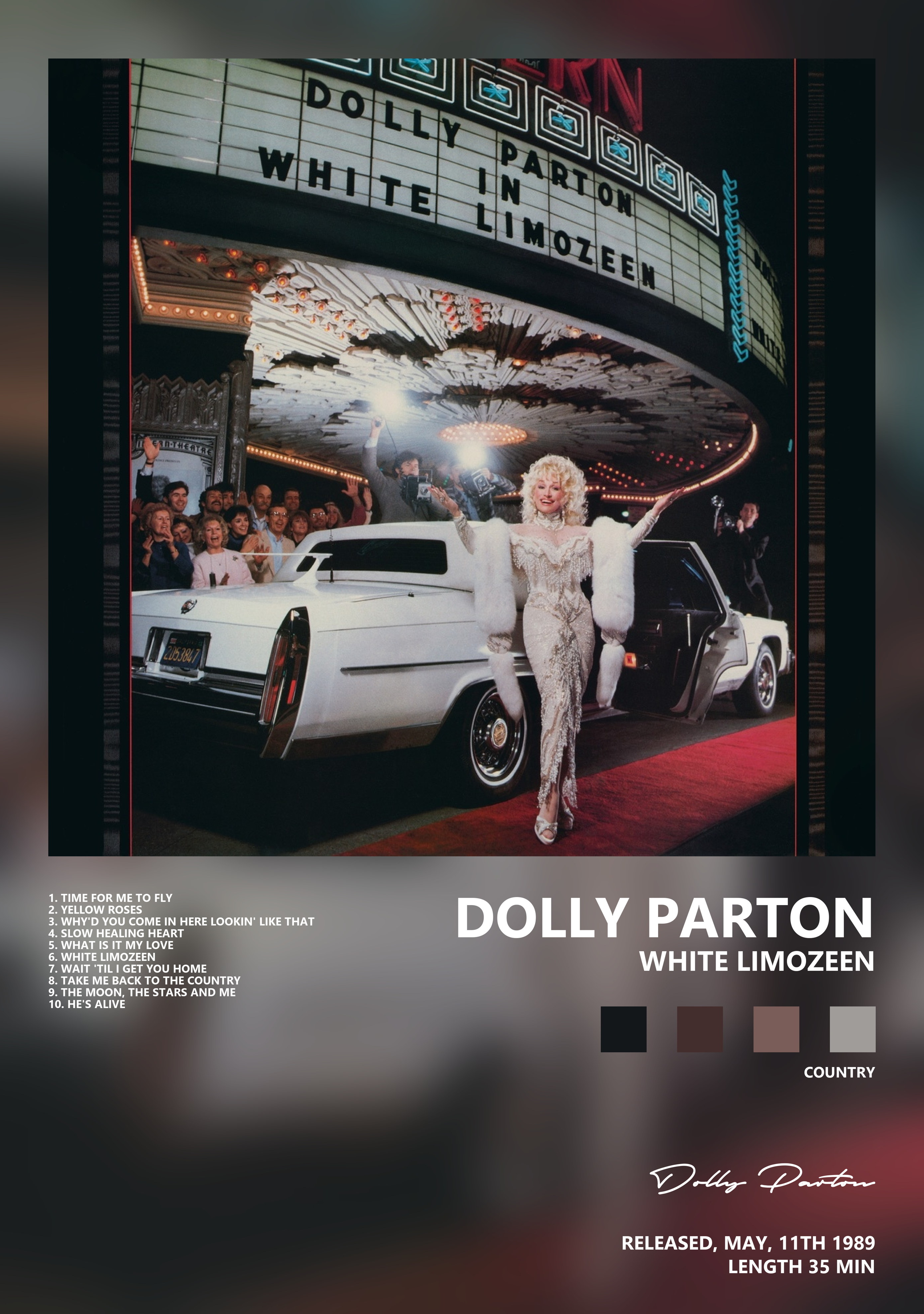 Музыкальный постер: Dolly Parton — White Limozeen