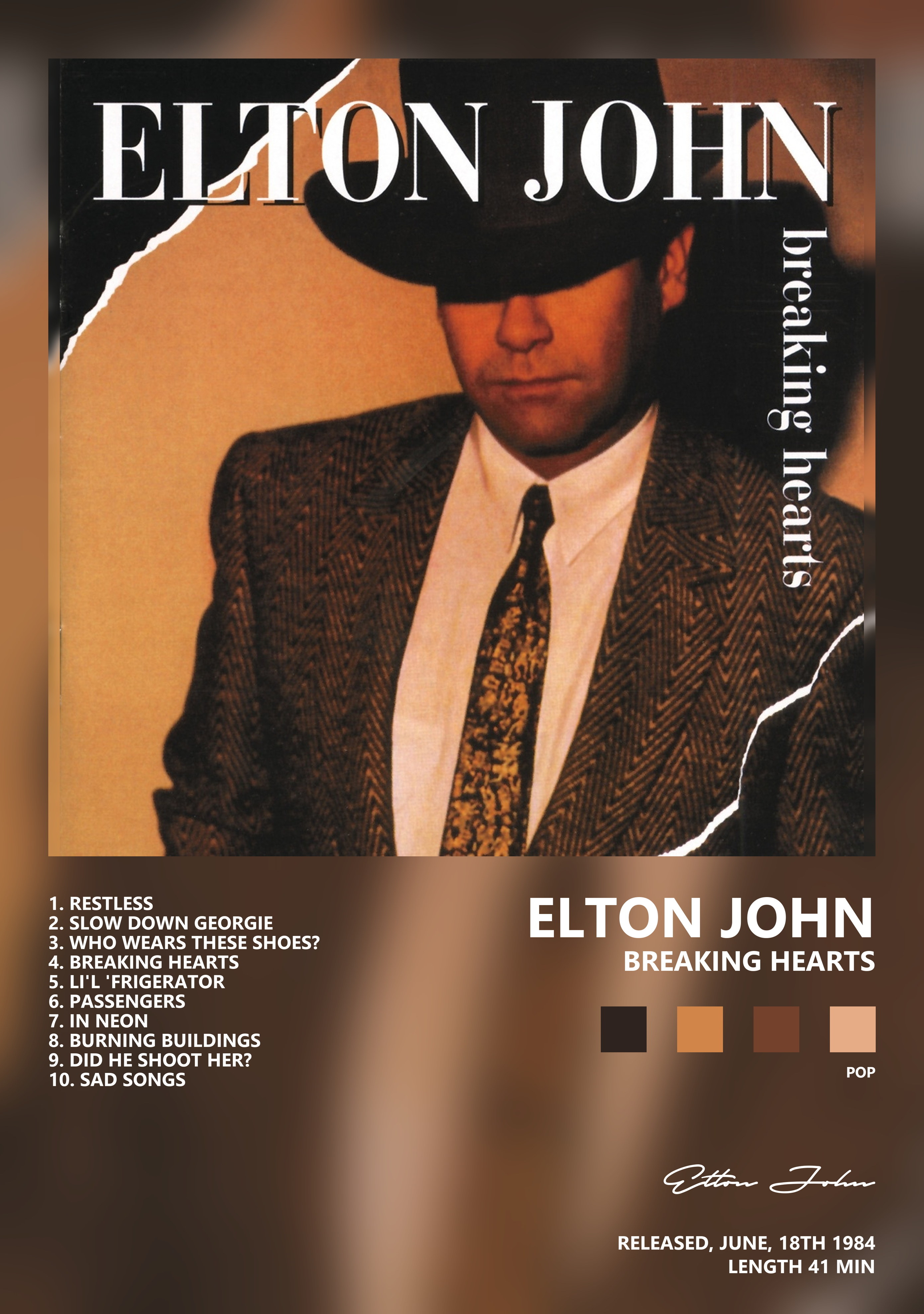 Музыкальный постер: Elton John — Breaking Hearts