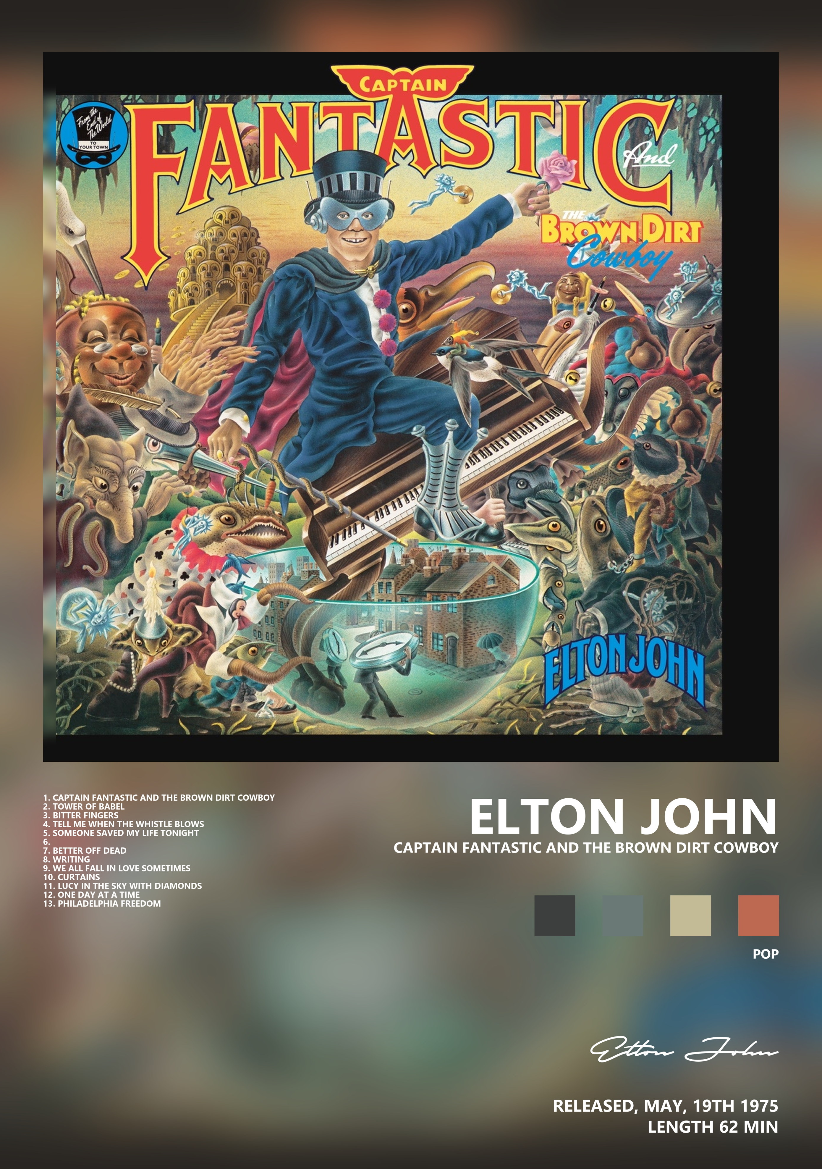 Музыкальный постер: Elton John — Captain Fantastic and the Brown Dirt Cowboy