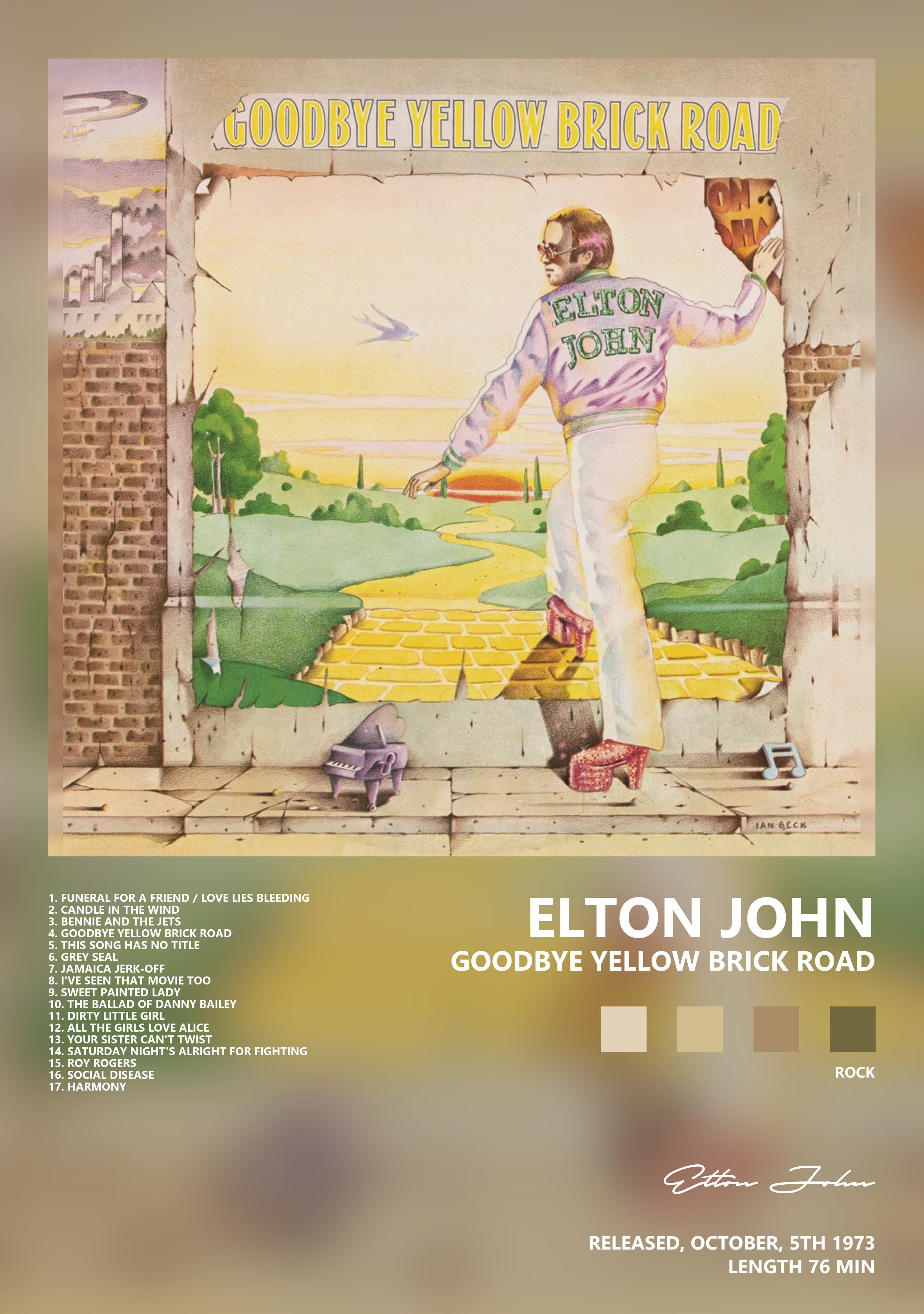 Музыкальный постер: Elton John — Goodbye Yellow Brick Road