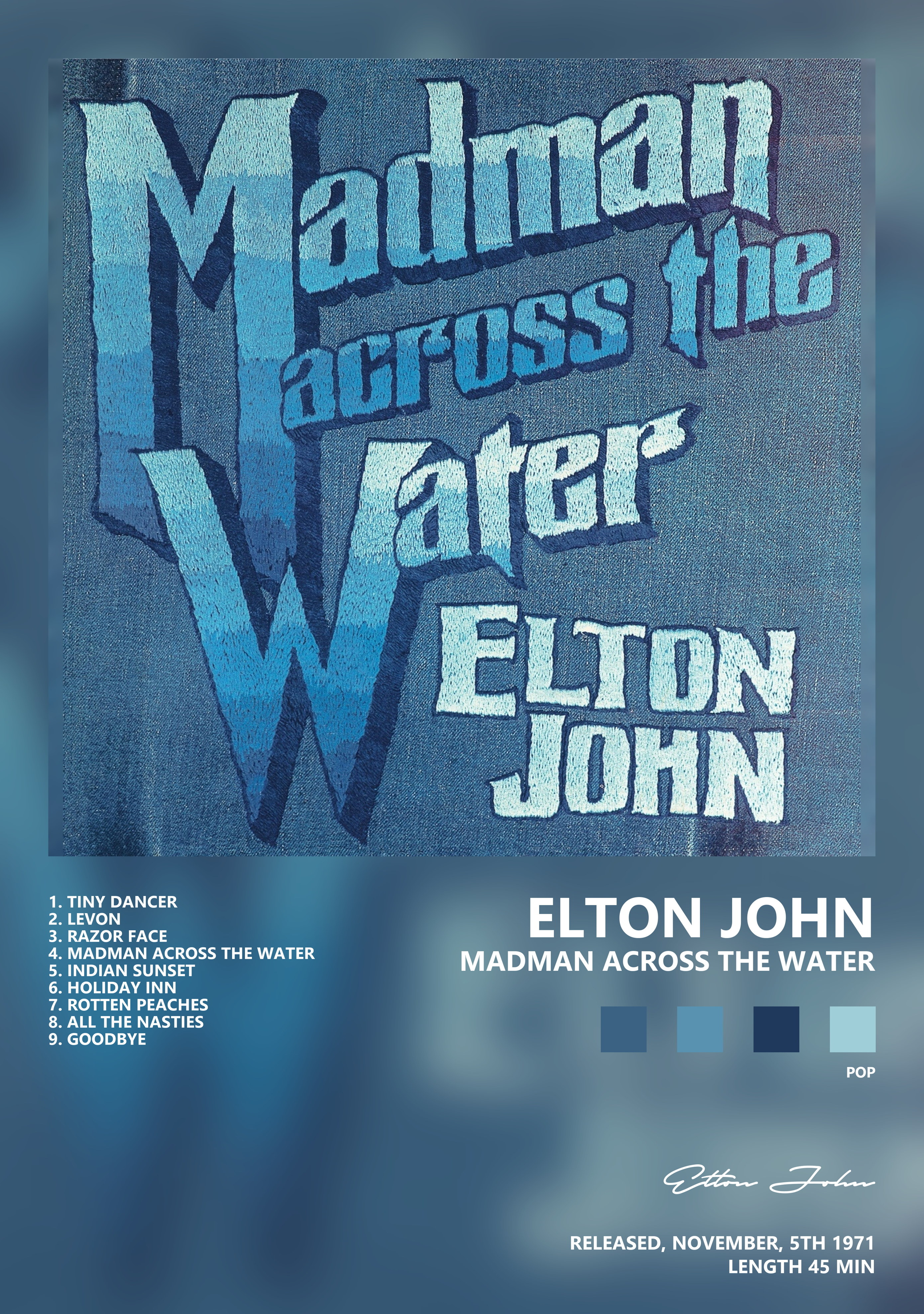 Музыкальный постер: Elton John — Madman Across the Water