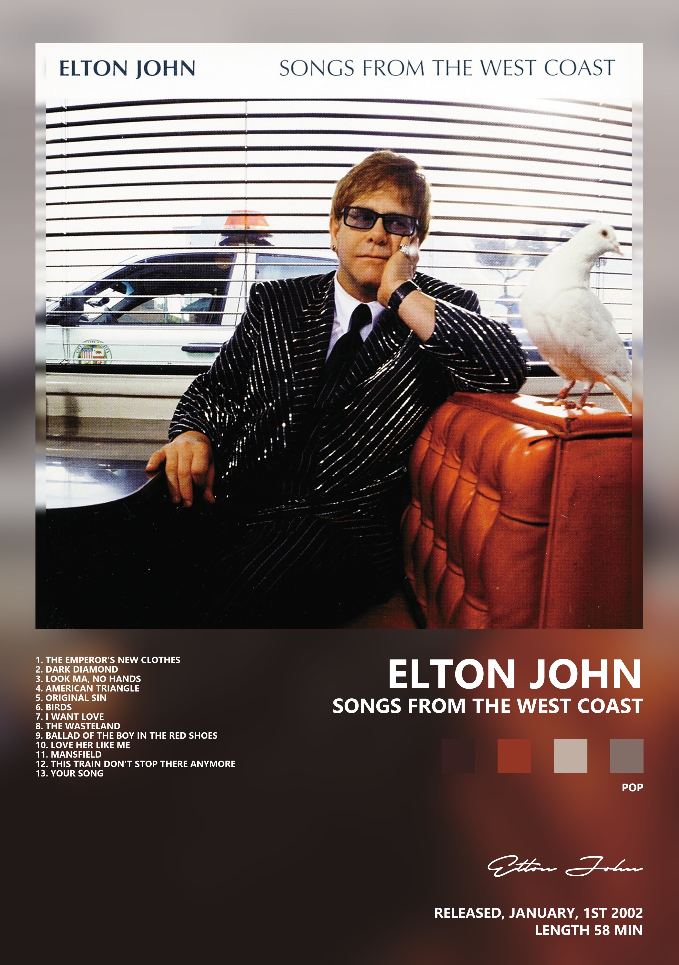 Музыкальный постер: Elton John — Songs from the West Coast