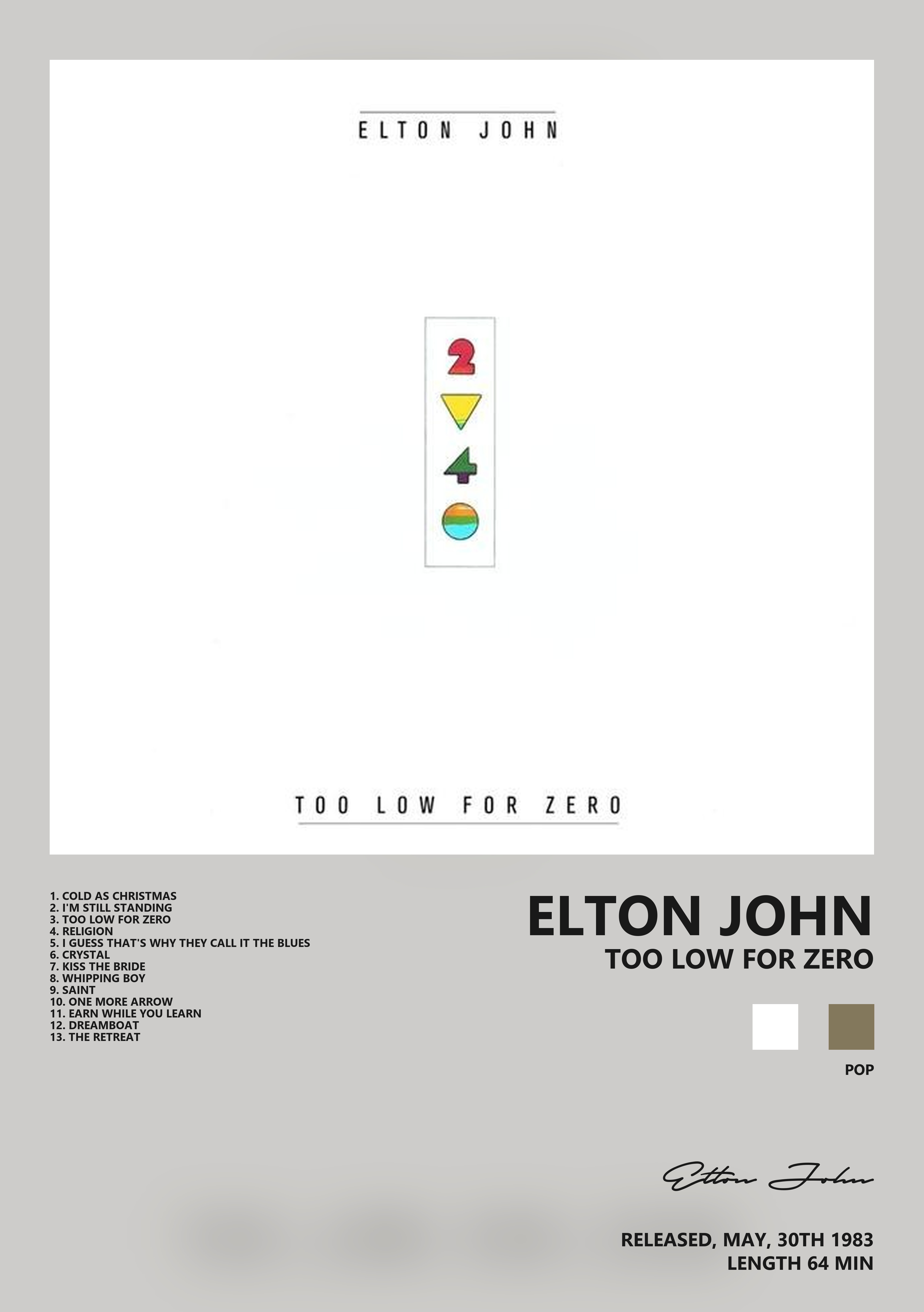 Музыкальный постер: Elton John — Too Low for Zero
