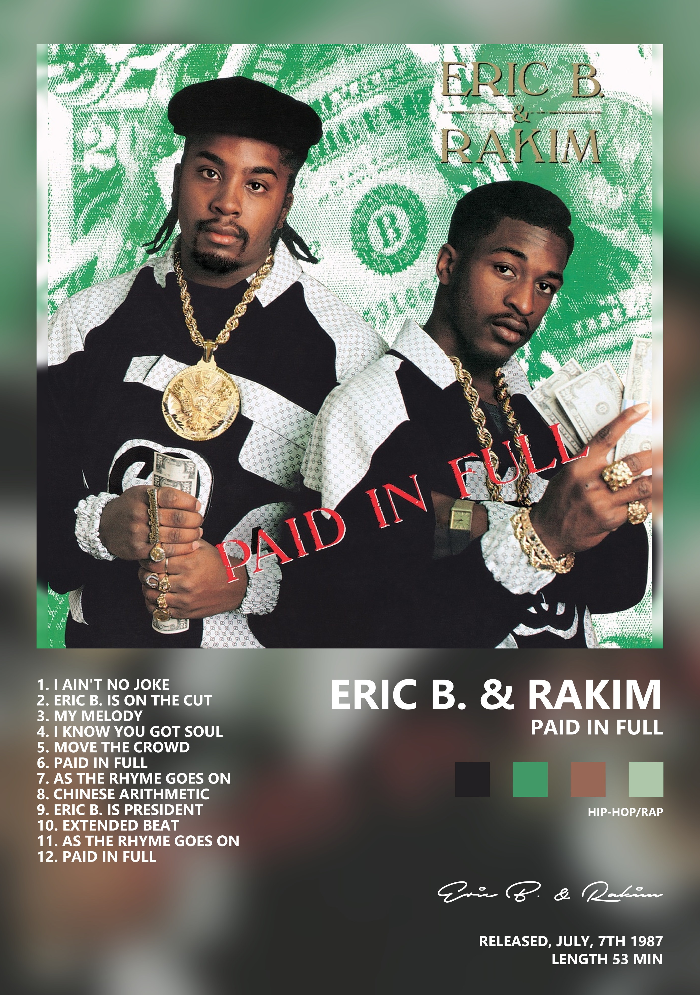 Музыкальный постер: Eric B Rakim — Paid In Full