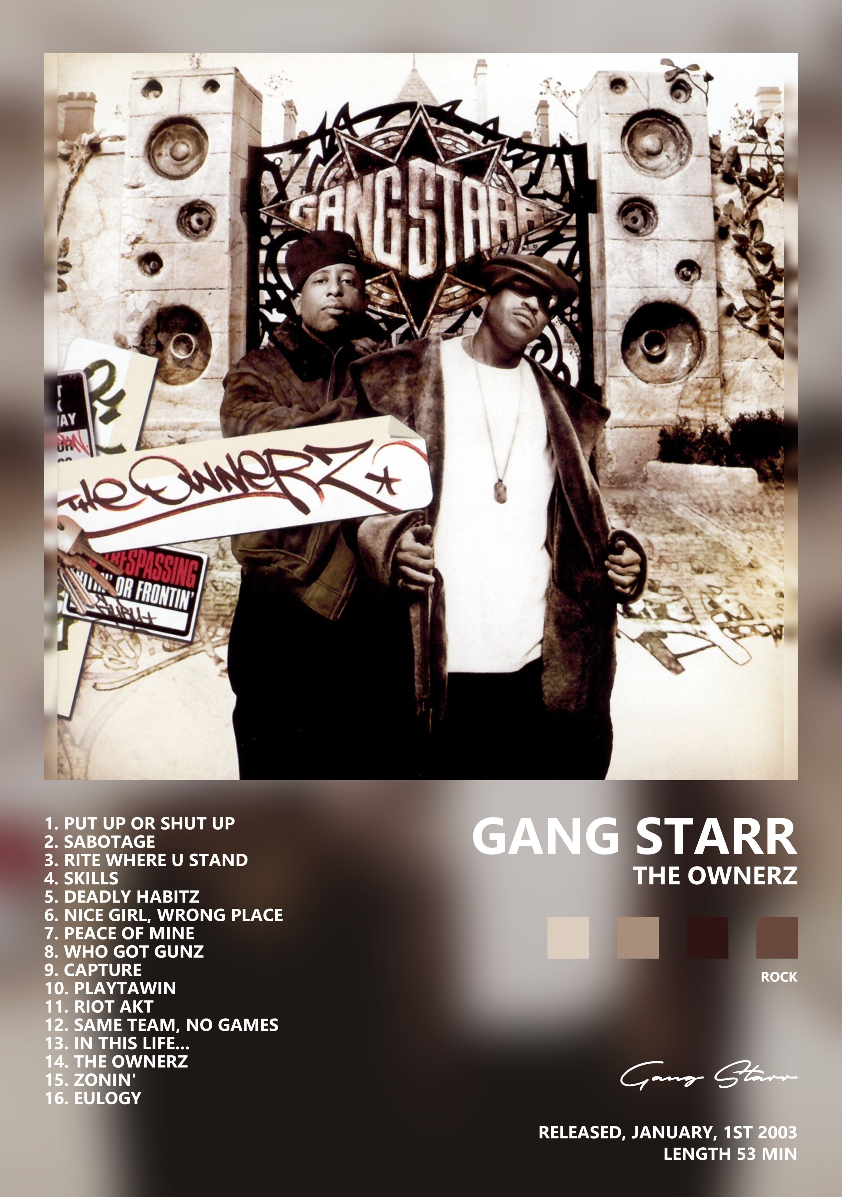 Музыкальный постер: Gang Starr — The Ownerz