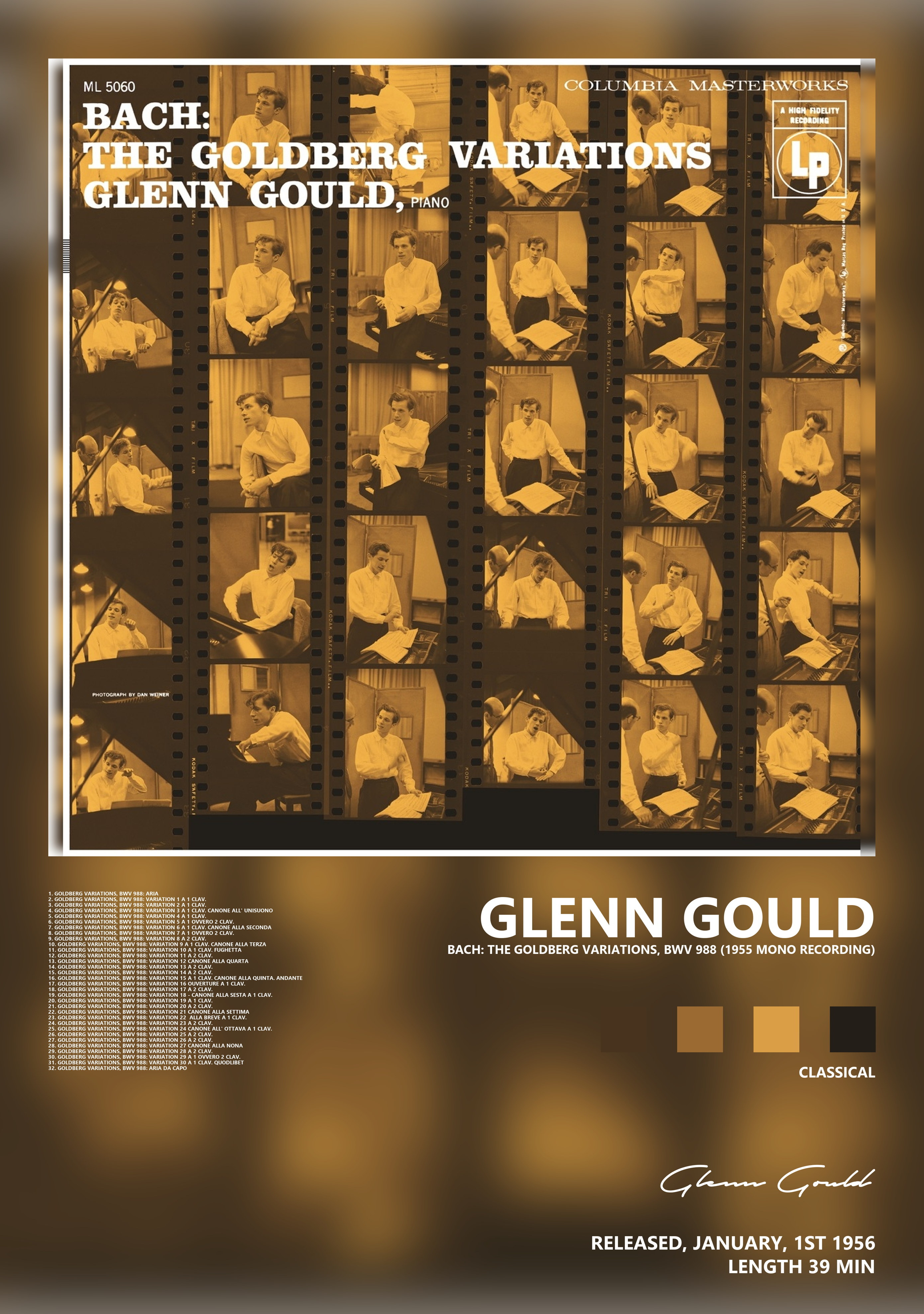 Музыкальный постер: Glenn Gould — Bach The Goldberg Variations BWV 988 1955 Mono Recording