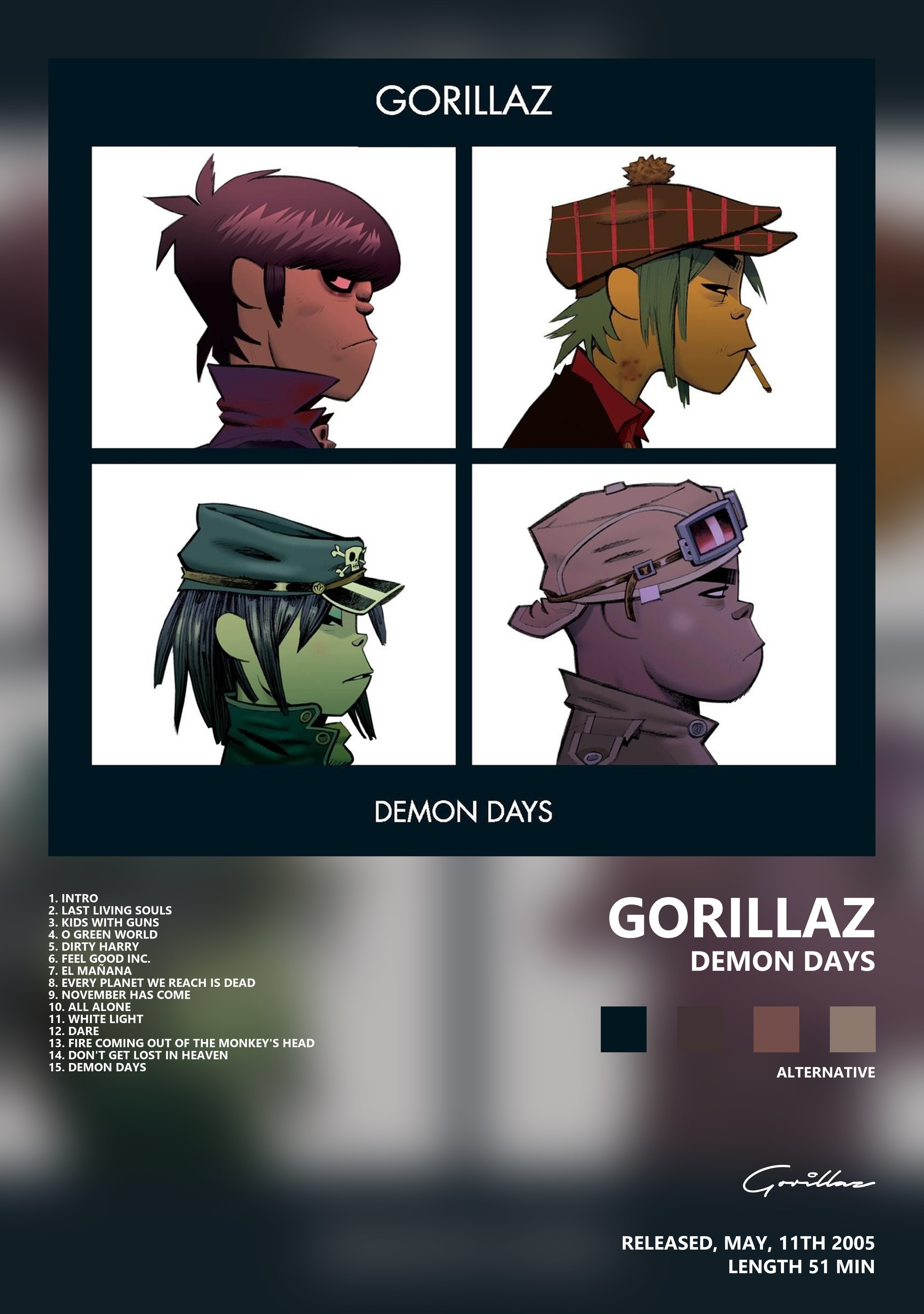 Музыкальный постер: Gorillaz — Demon Days