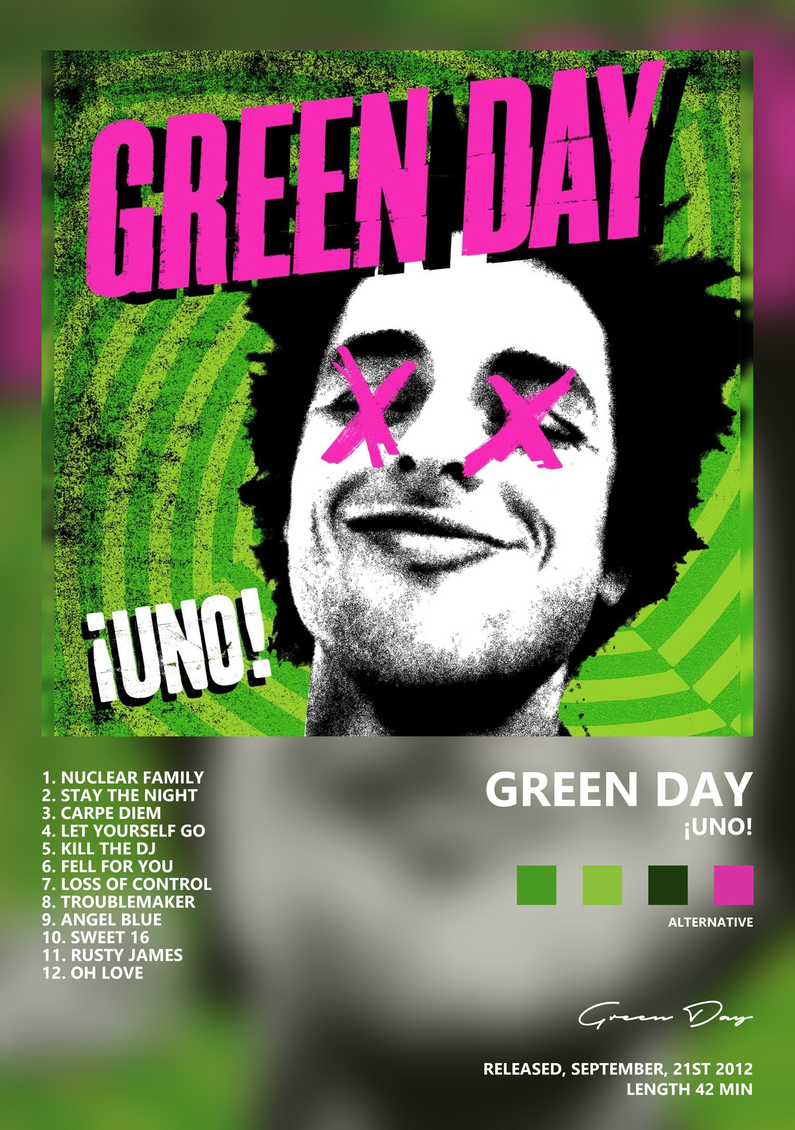 Музыкальный постер: Green Day — Uno