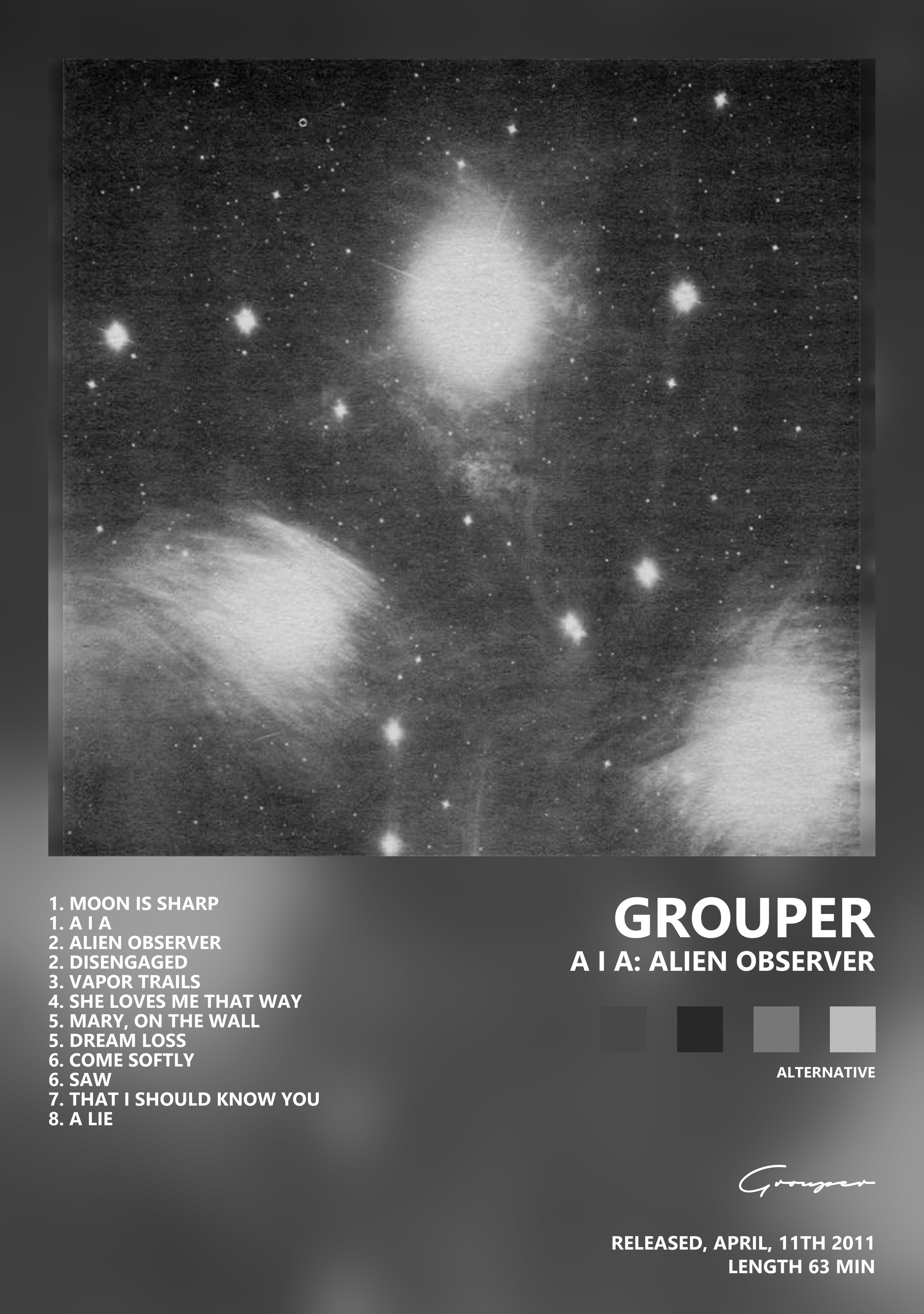 Музыкальный постер: Grouper — A I A Alien Observer